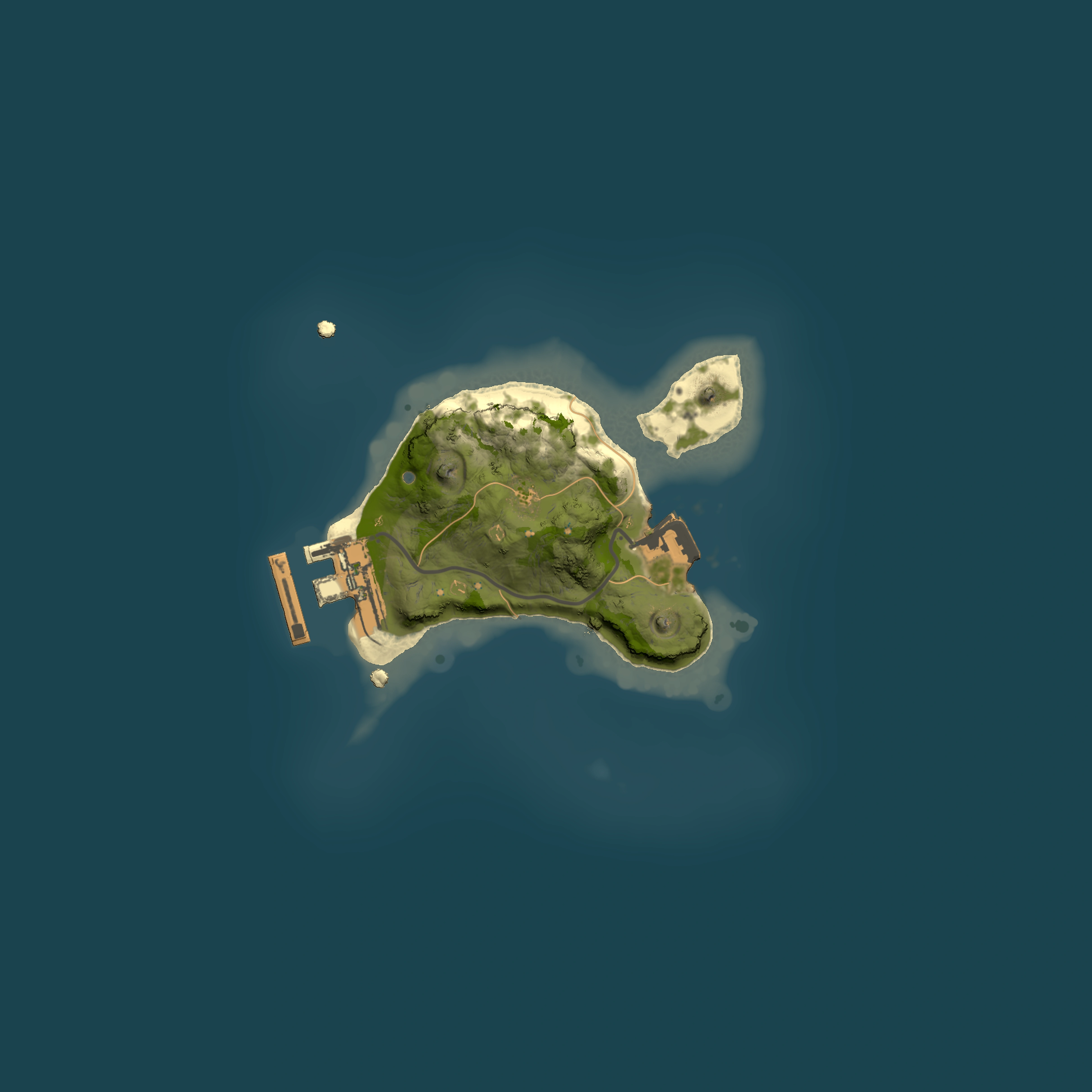 Full top-down render of Rust map seed 100424606, 1500x1500m