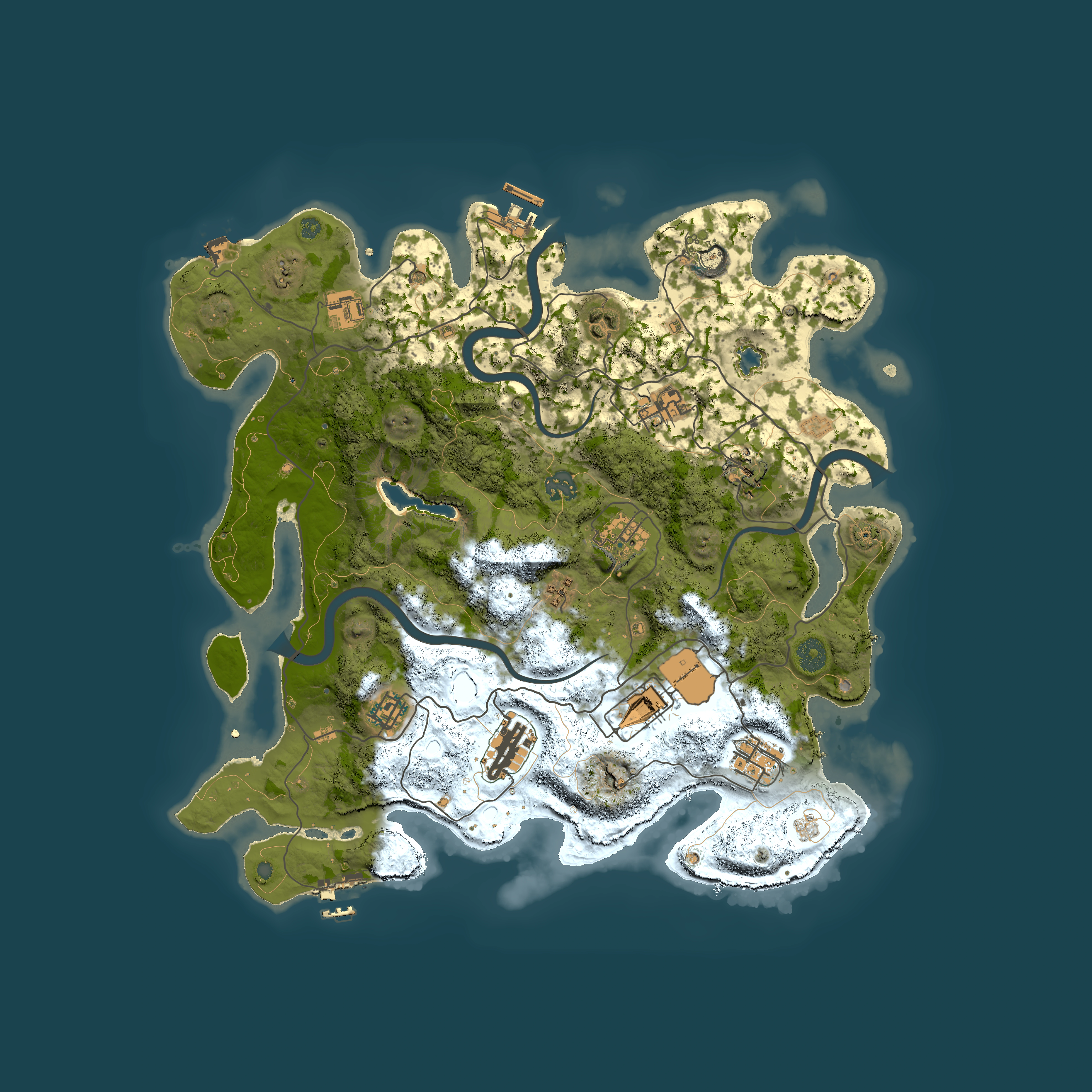 Full top-down render of Rust map seed 63549494, 4000x4000m