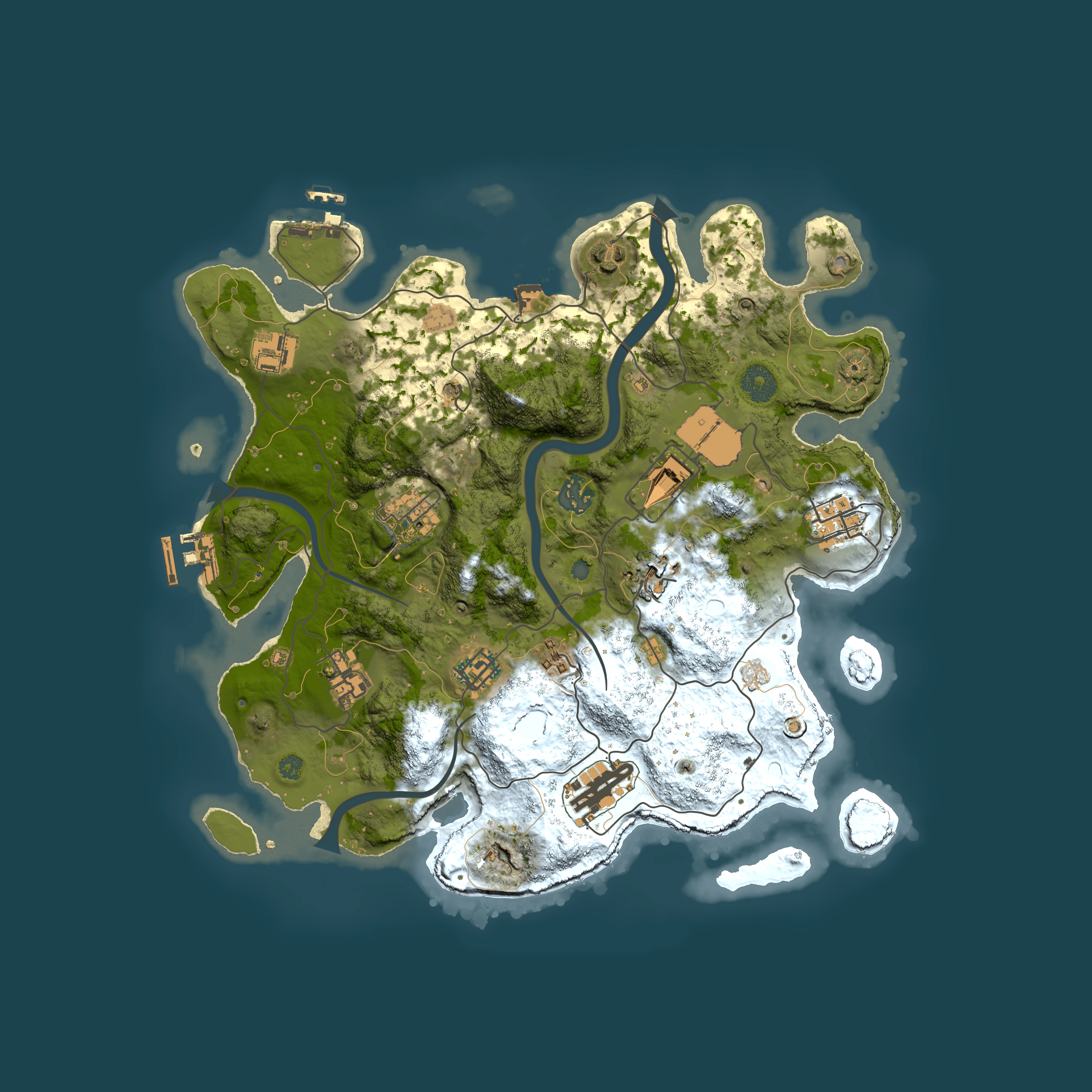 Full top-down render of Rust map seed 46128027, 3500x3500m
