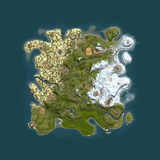 Rust map seed 364966801, 4000x4000m top-down preview