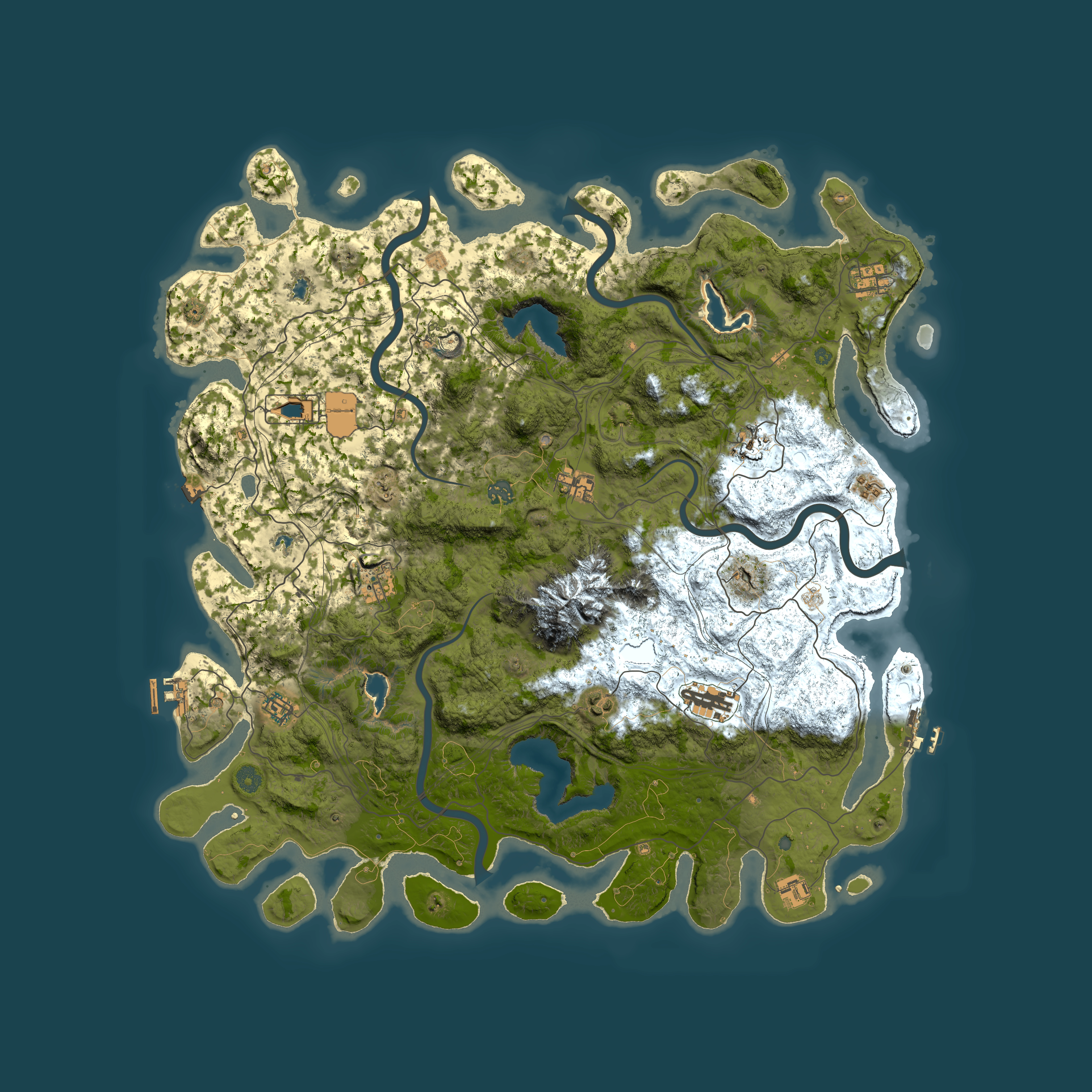 Full top-down render of Rust map seed 906981805, 5000x5000m