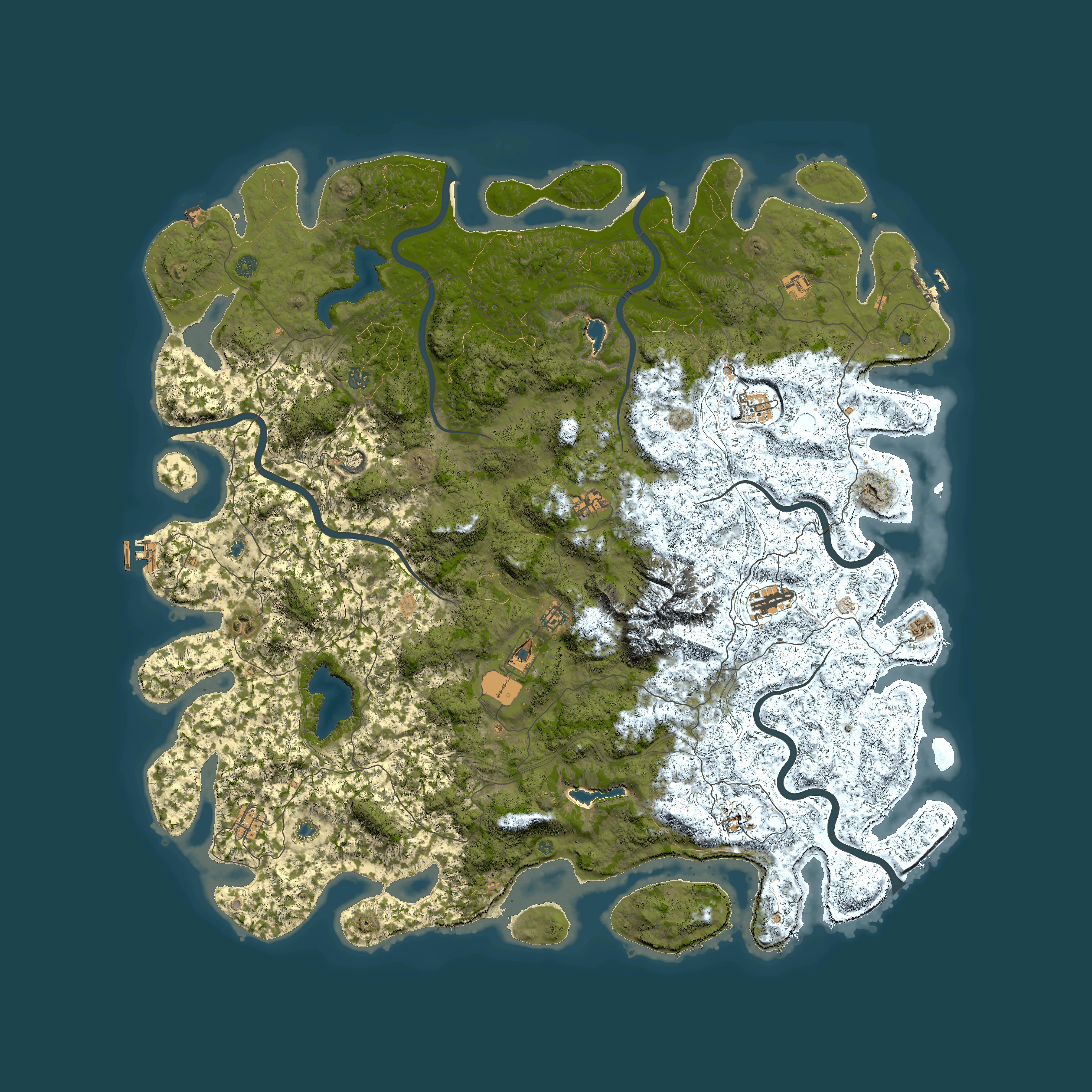 Full top-down render of Rust map seed 1050148579, 6000x6000m