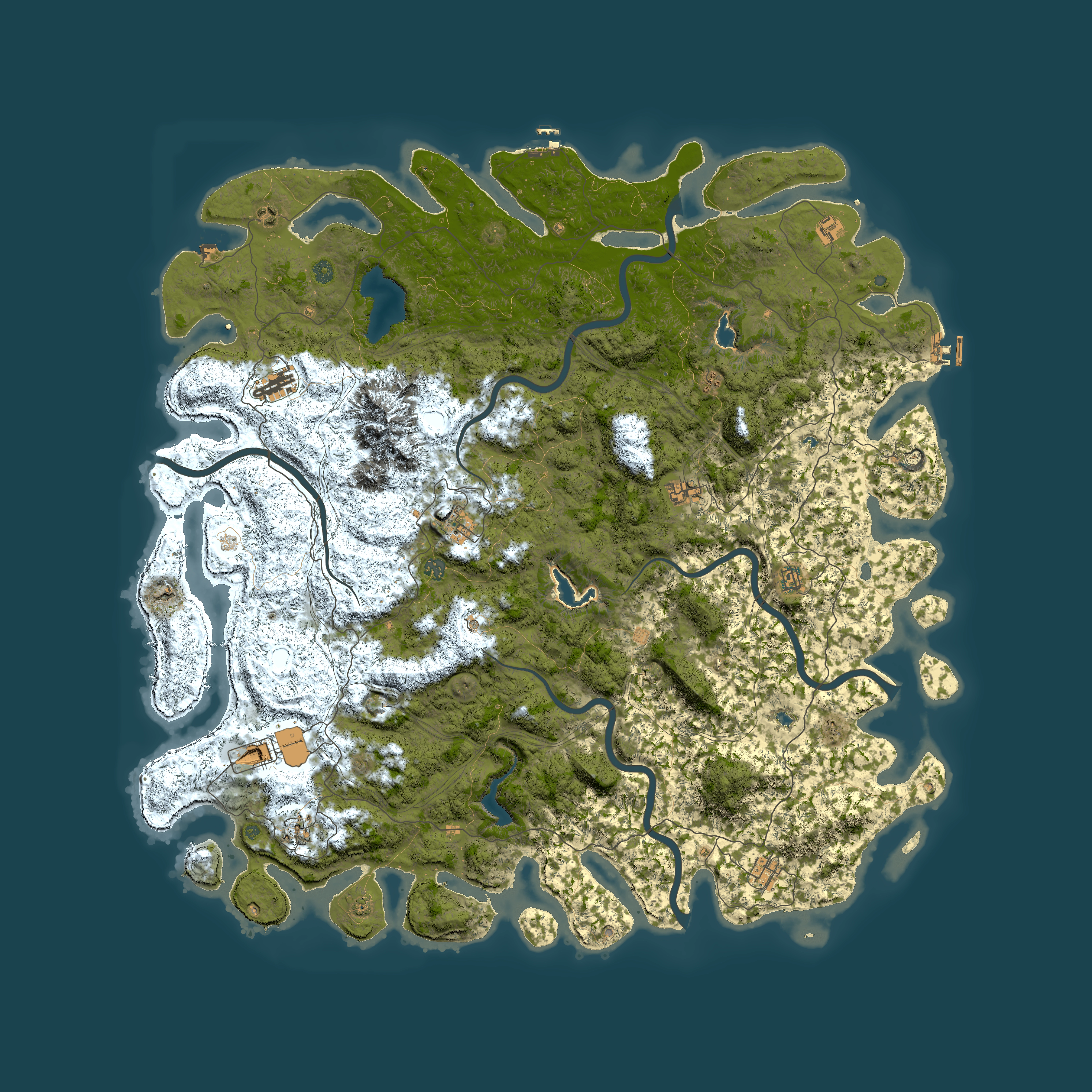 Full top-down render of Rust map seed 244381194, 6000x6000m