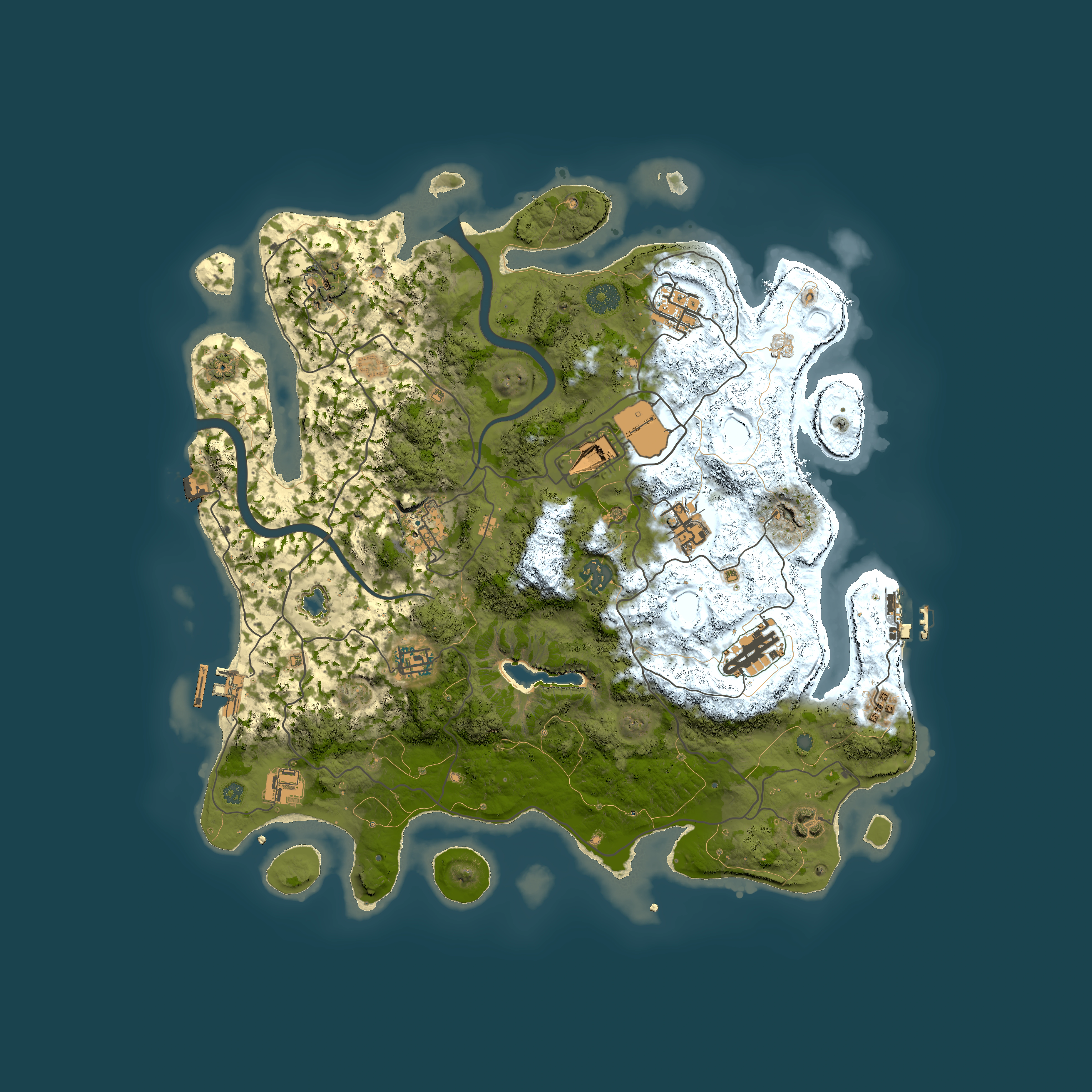 Full top-down render of Rust map seed 1023354740, 4000x4000m