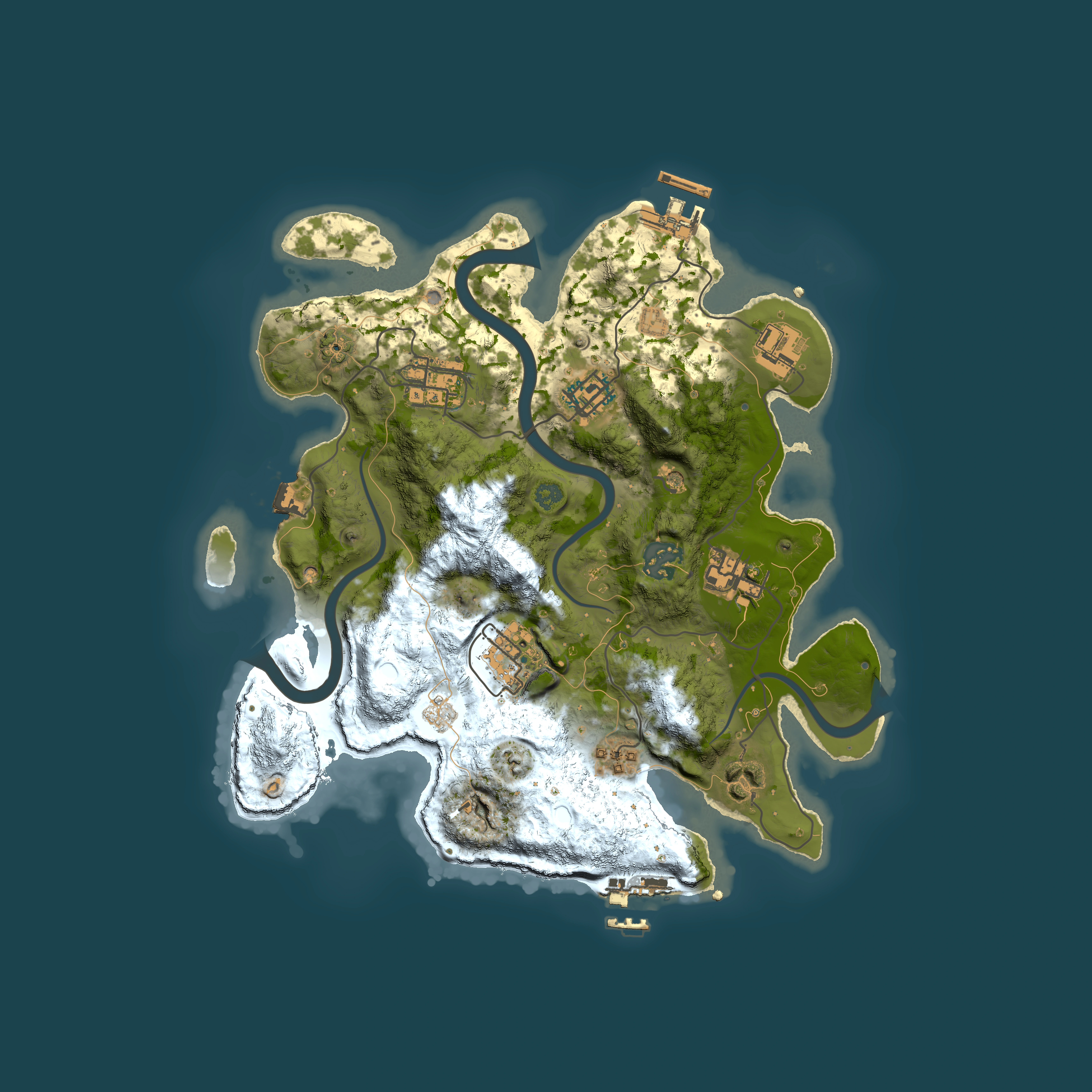 Full top-down render of Rust map seed 842233824, 3000x3000m