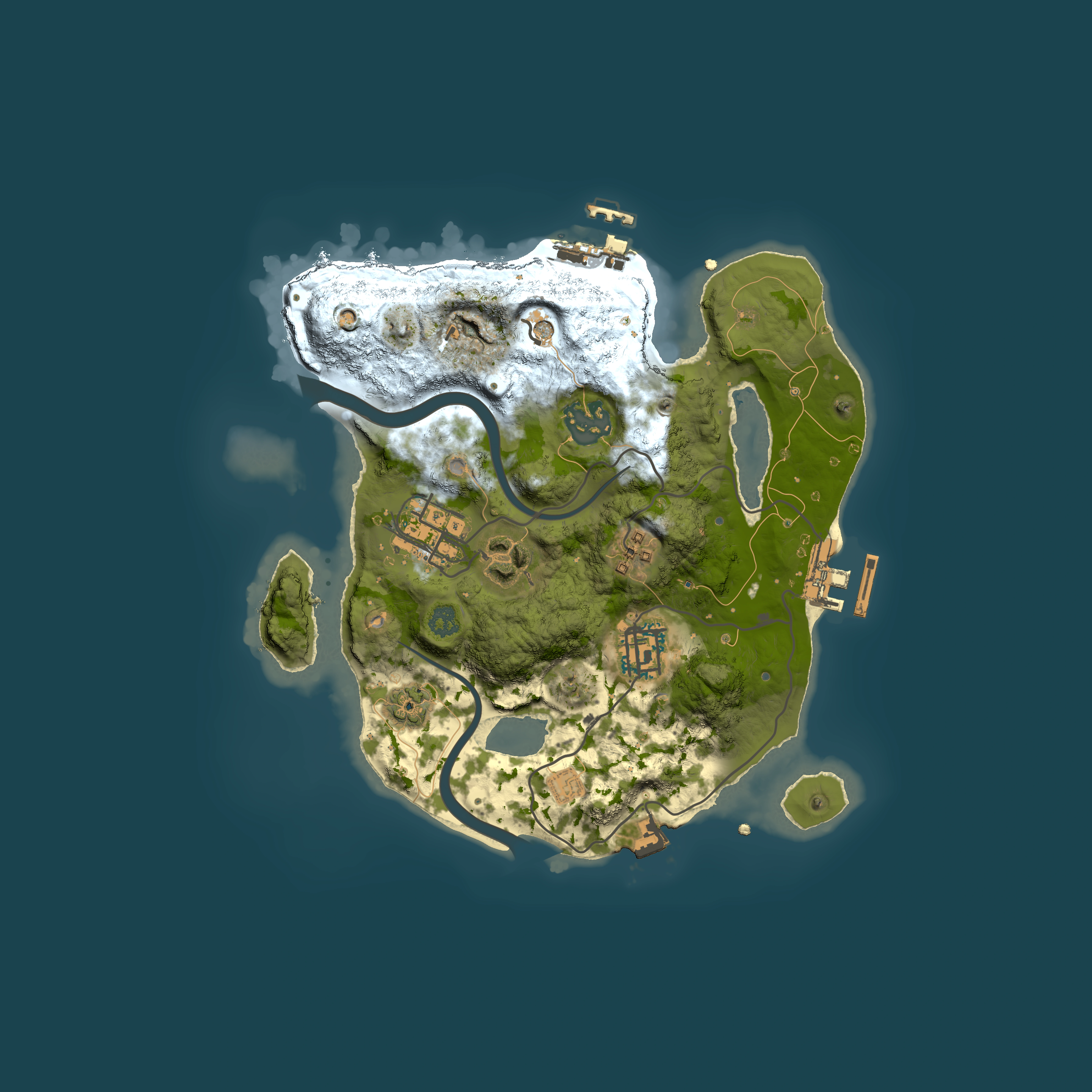 Full top-down render of Rust map seed 496339472, 2500x2500m