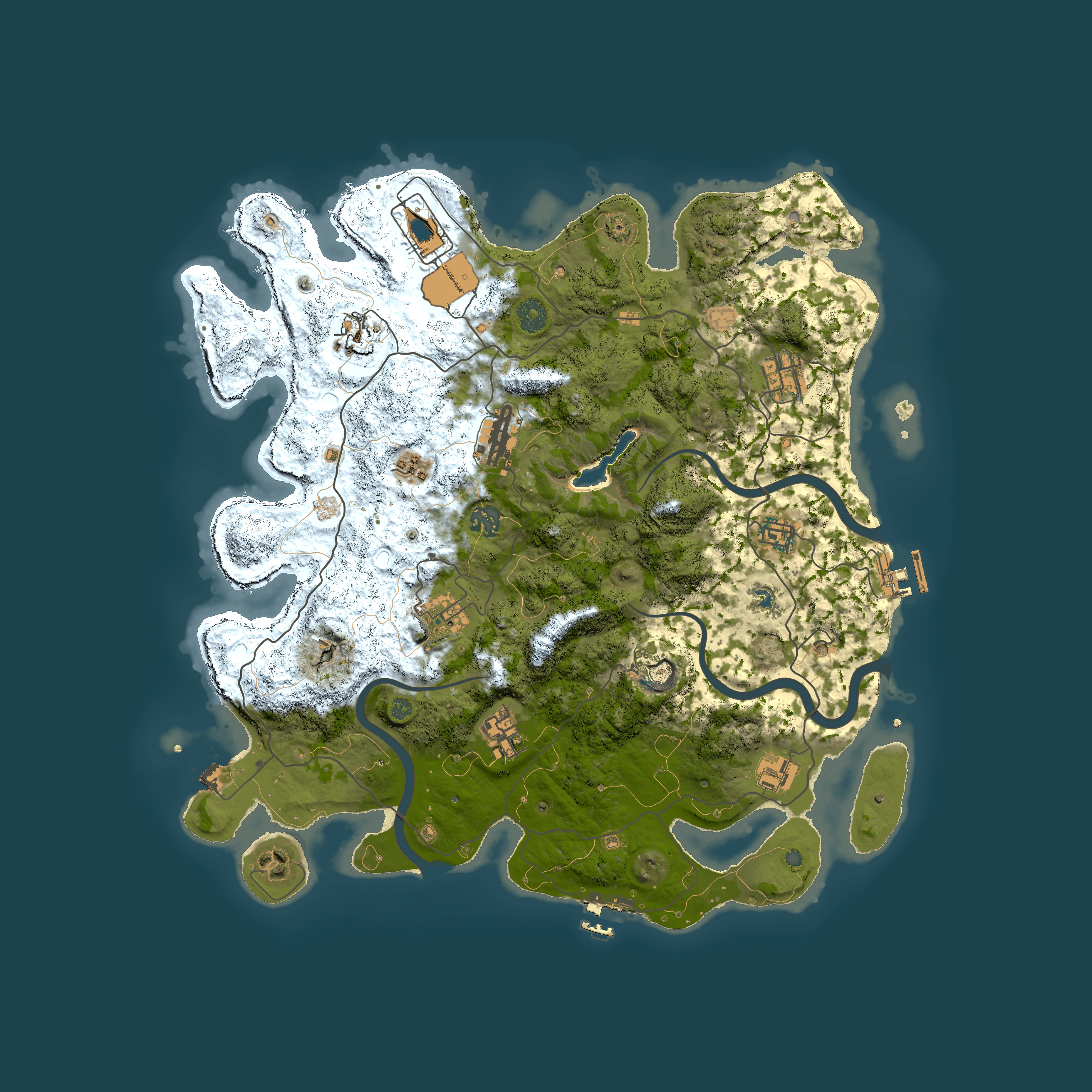 Full top-down render of Rust map seed 2067711939, 4000x4000m