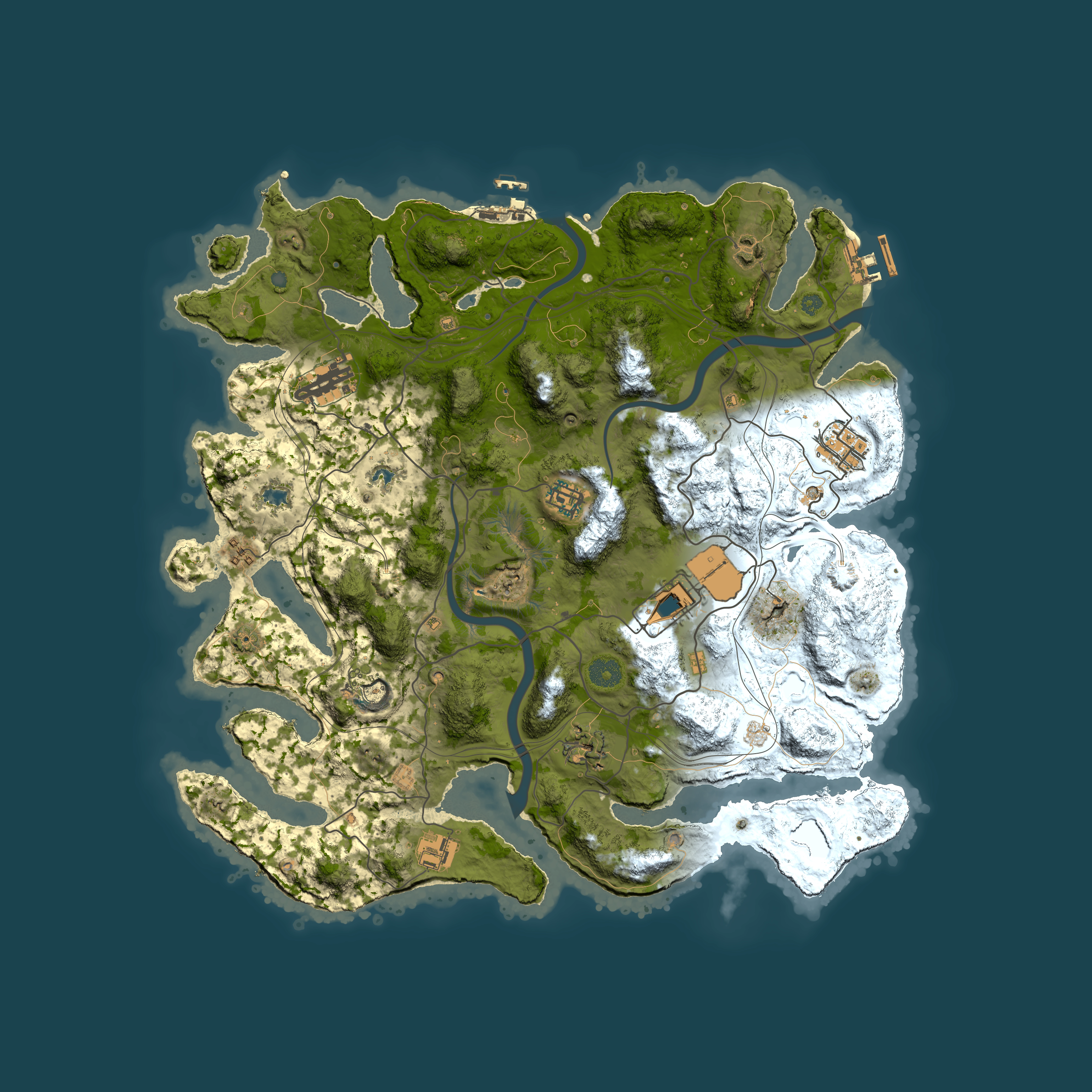 Full top-down render of Rust map seed 1337, 4000x4000m