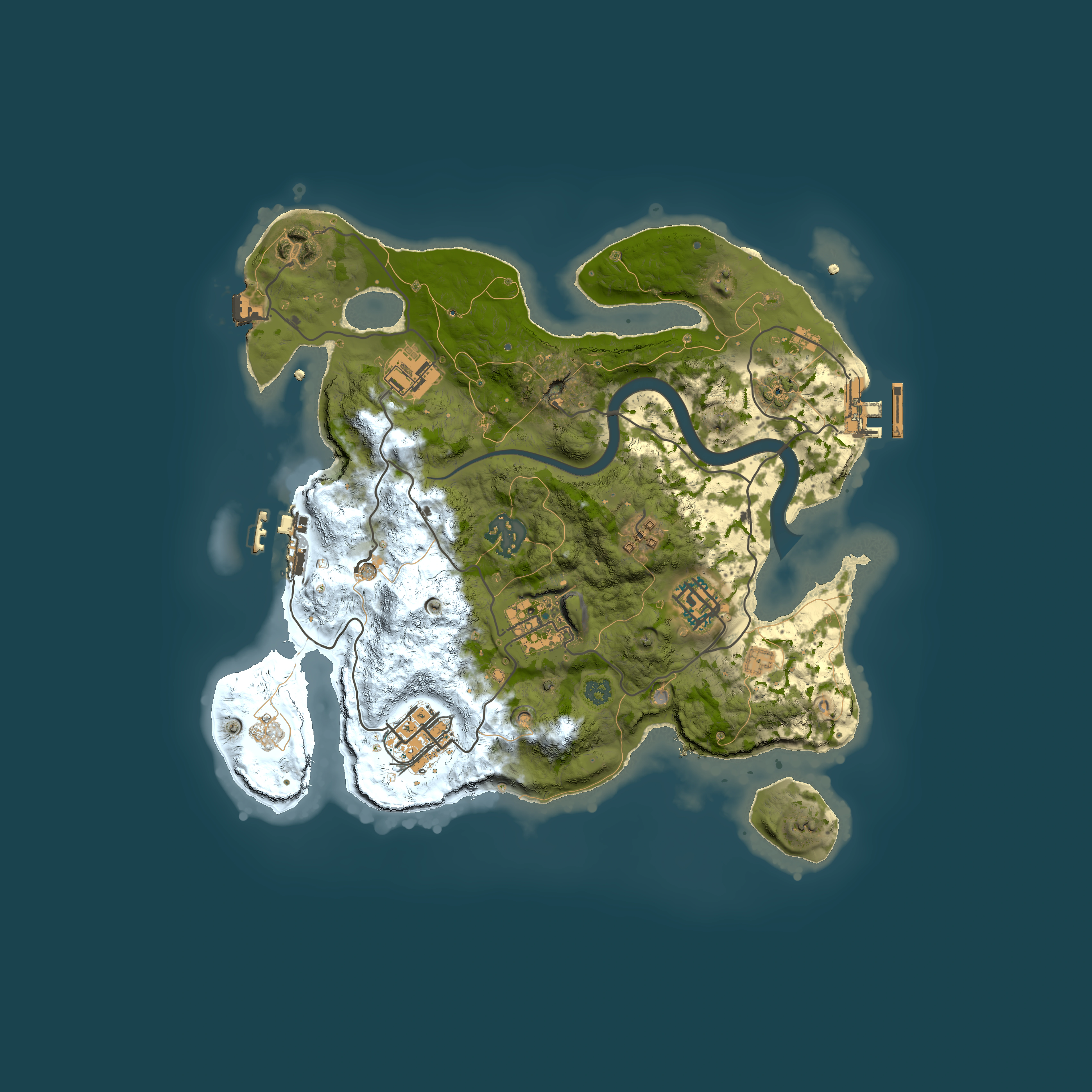 Full top-down render of Rust map seed 2000581641, 3000x3000m