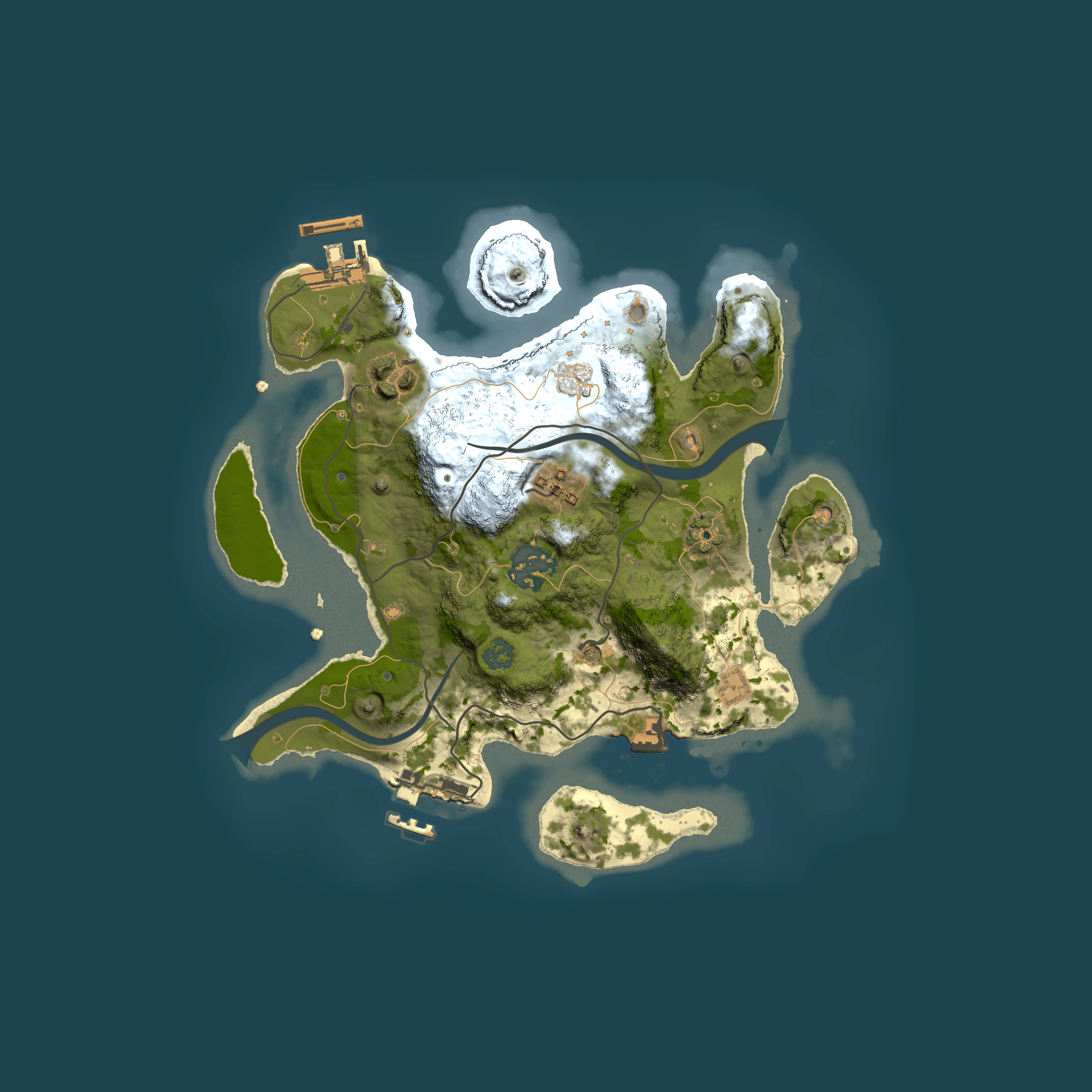 Full top-down render of Rust map seed 608761831, 2500x2500m