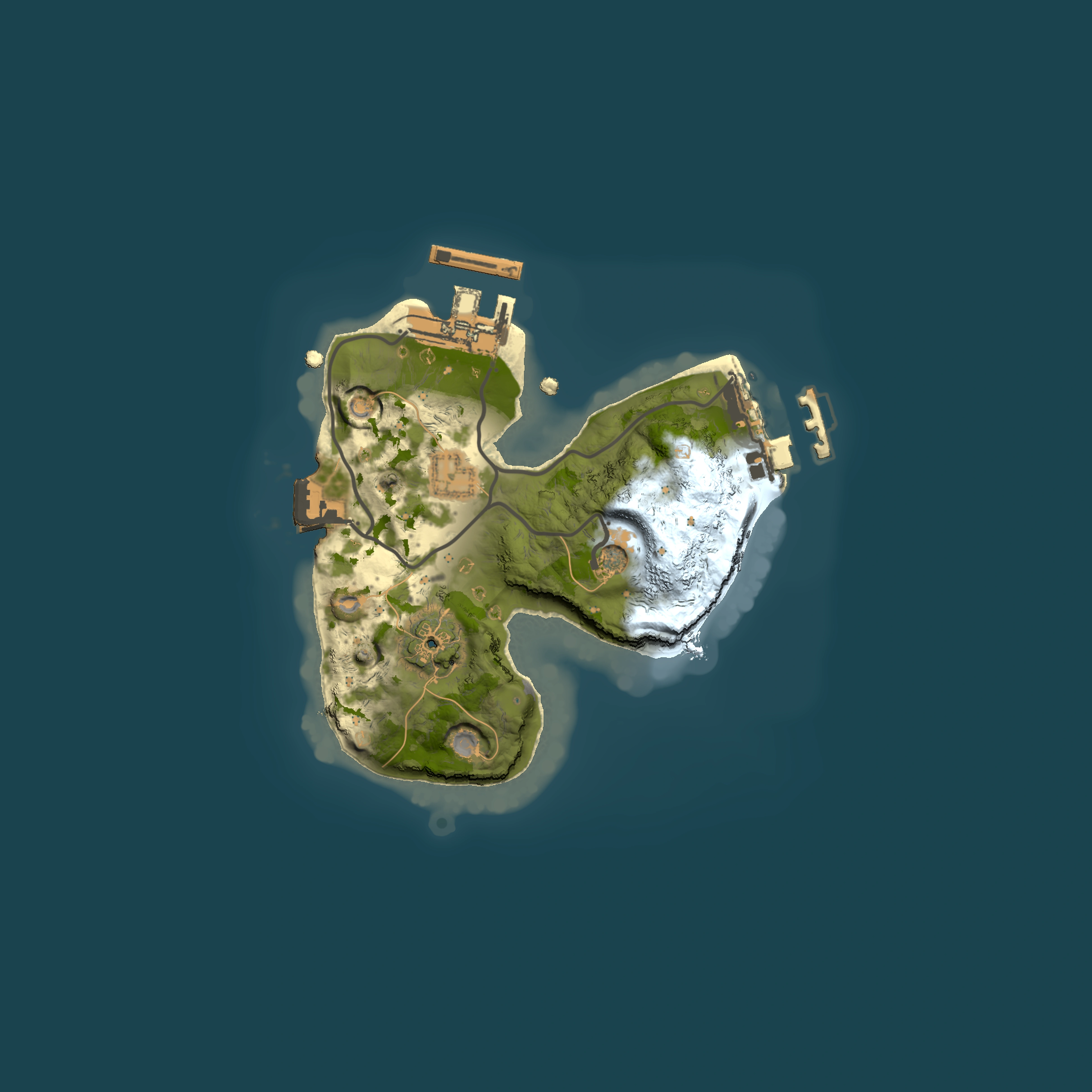 Full top-down render of Rust map seed 1172390372, 1500x1500m