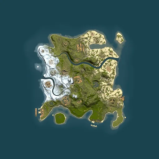 Rust map seed 722330489, 3000x3000m top-down preview