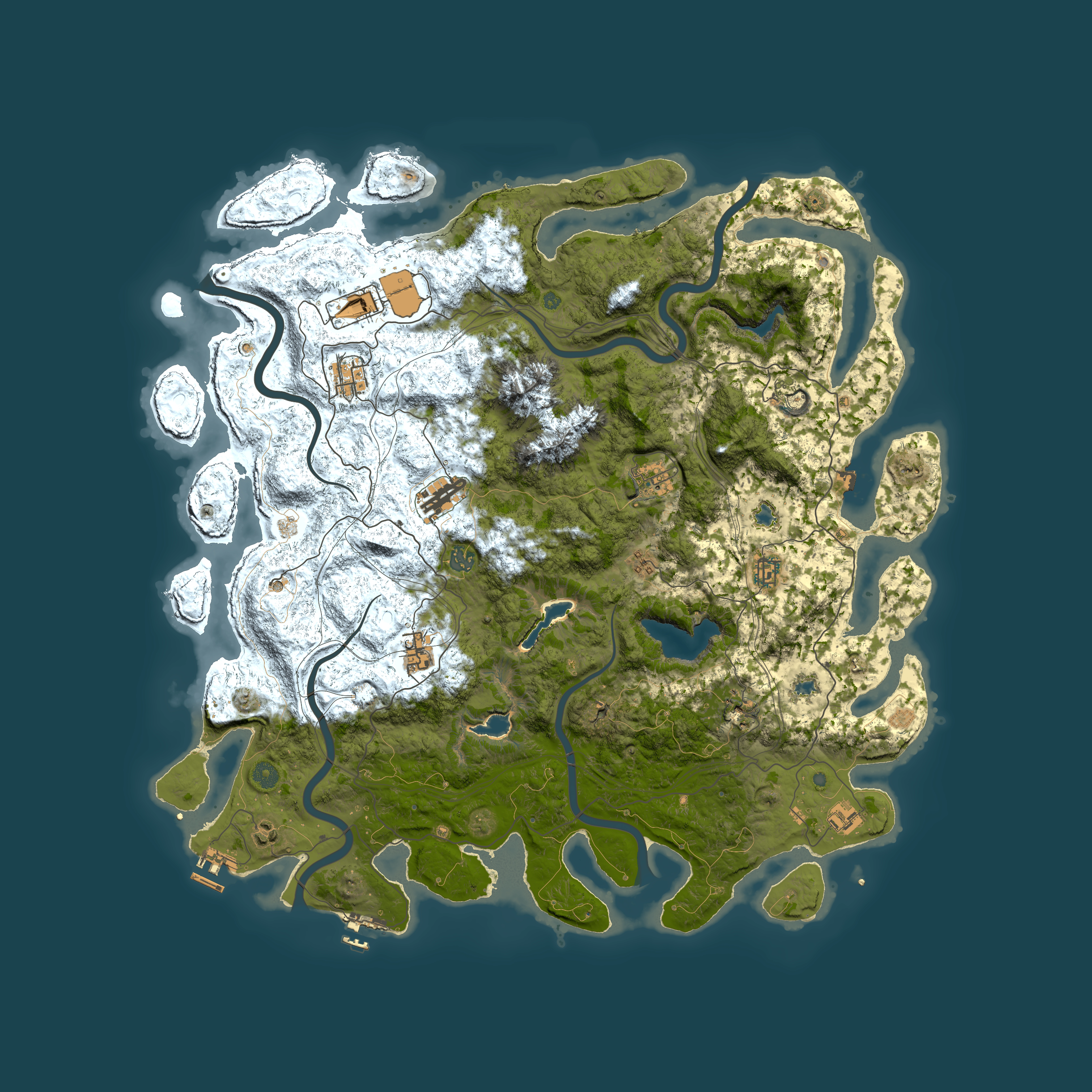 Full top-down render of Rust map seed 556501893, 5000x5000m