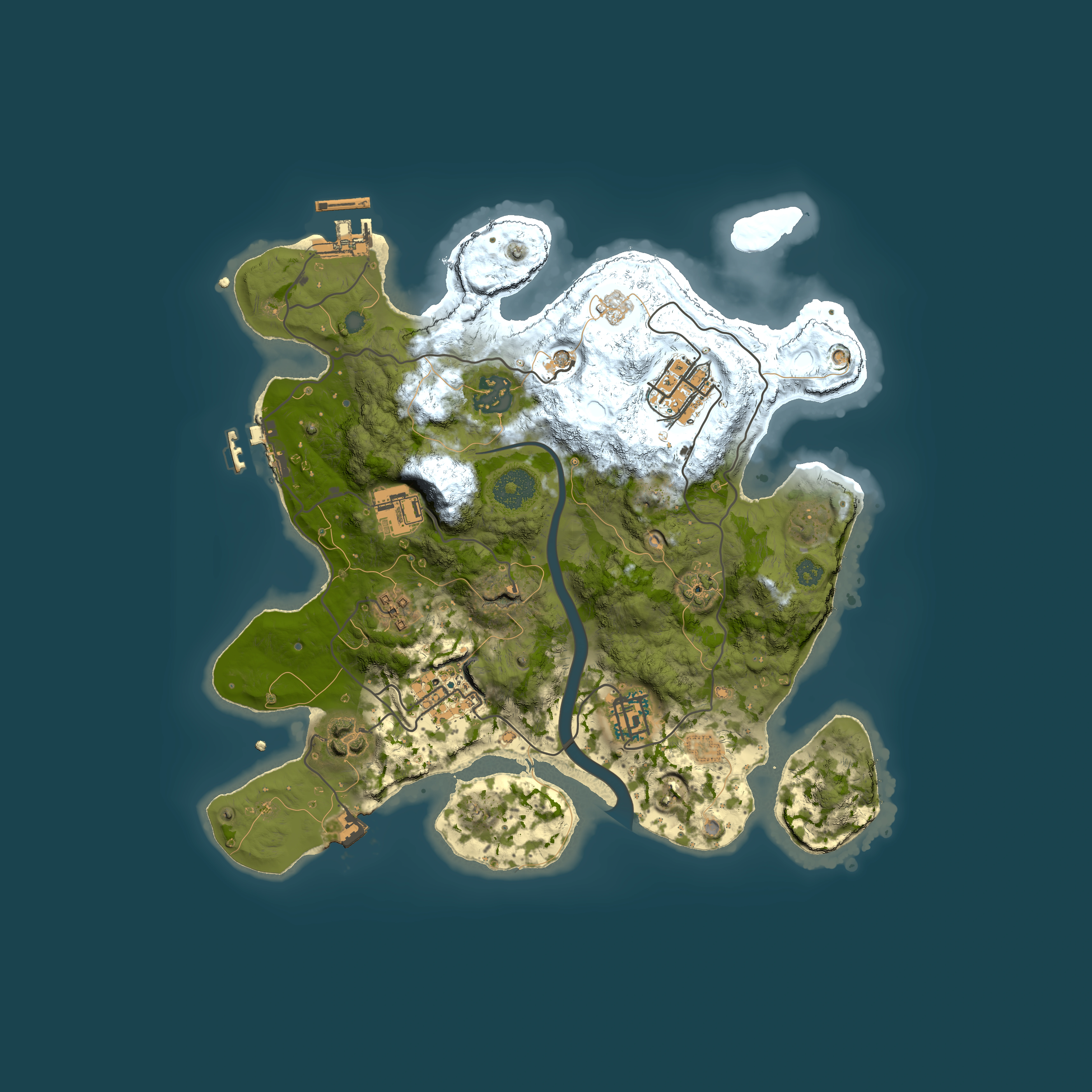 Full top-down render of Rust map seed 1537829185, 3000x3000m
