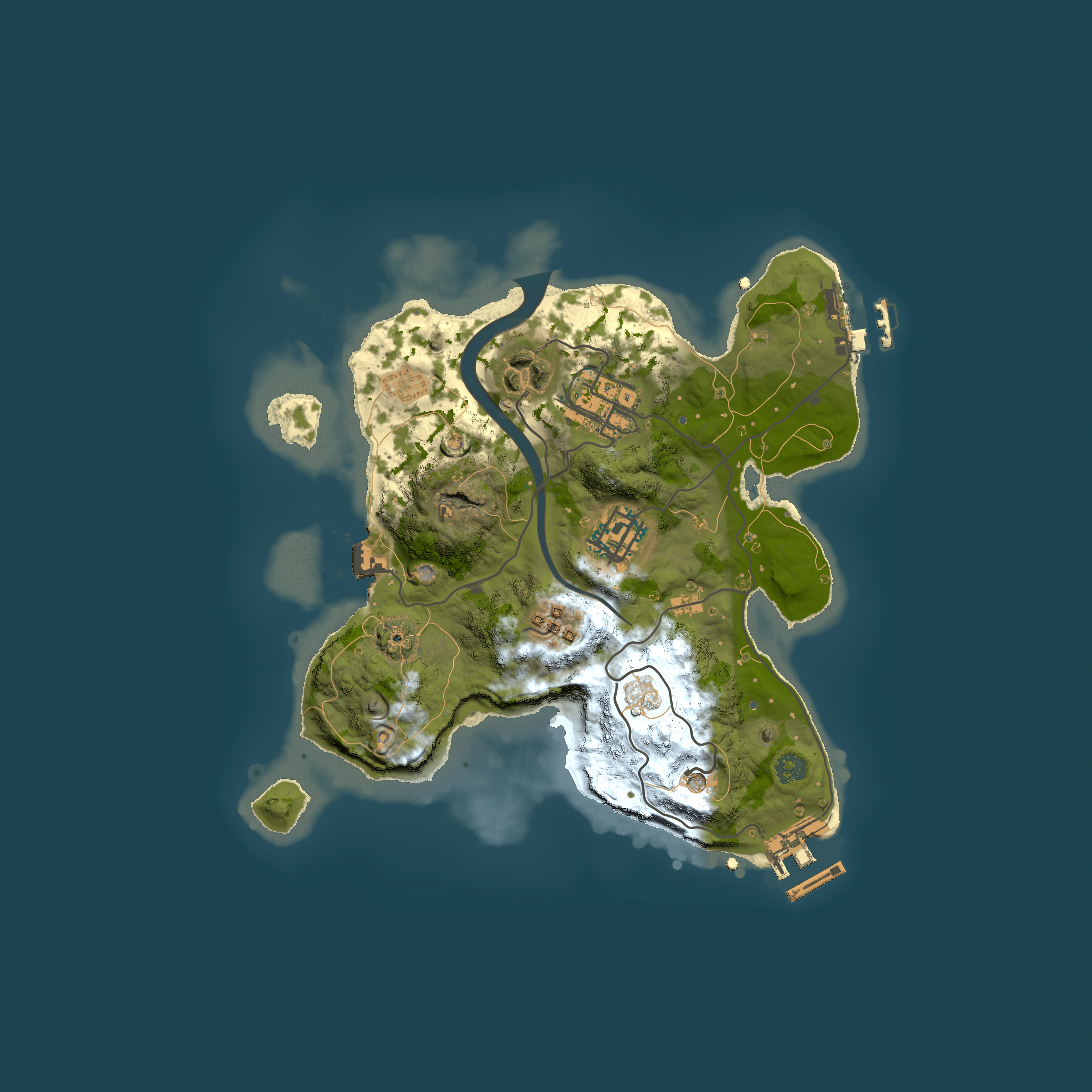Full top-down render of Rust map seed 1588223455, 2500x2500m