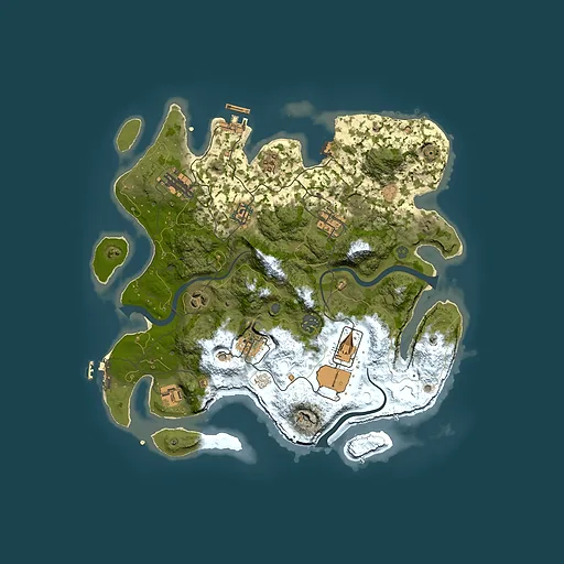Rust map seed 2070852981, 3500x3500m top-down preview