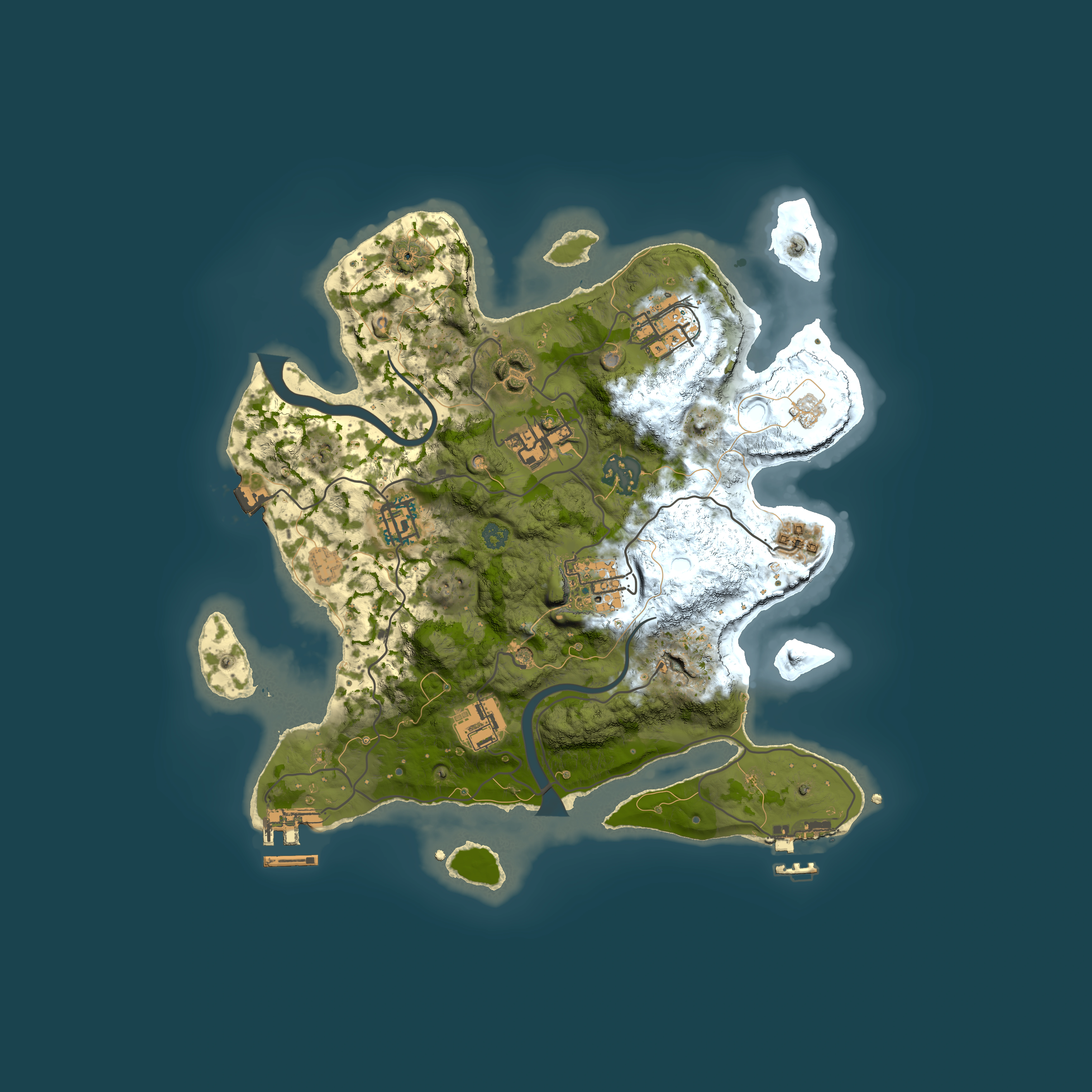Full top-down render of Rust map seed 549307074, 3000x3000m