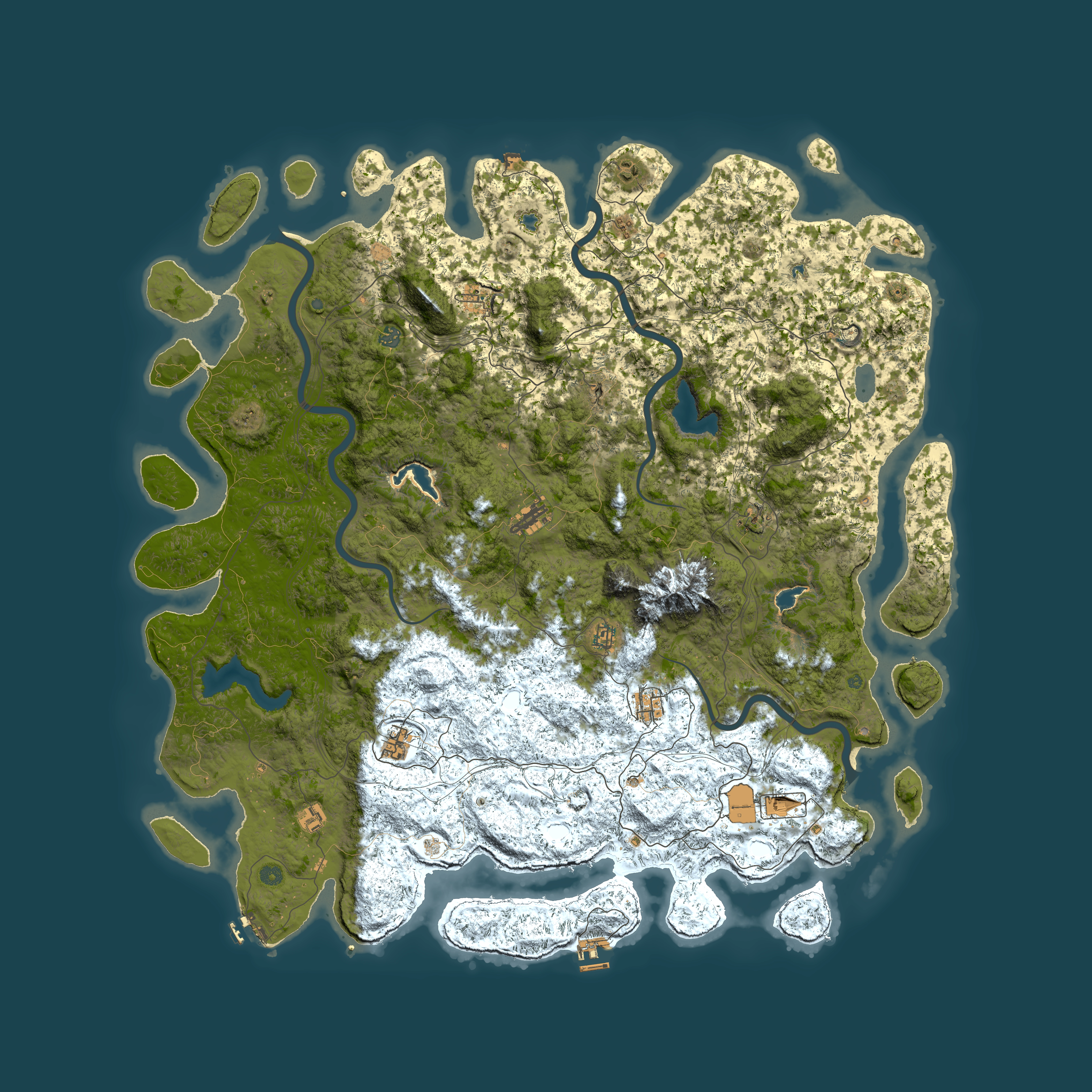 Full top-down render of Rust map seed 155647967, 6000x6000m