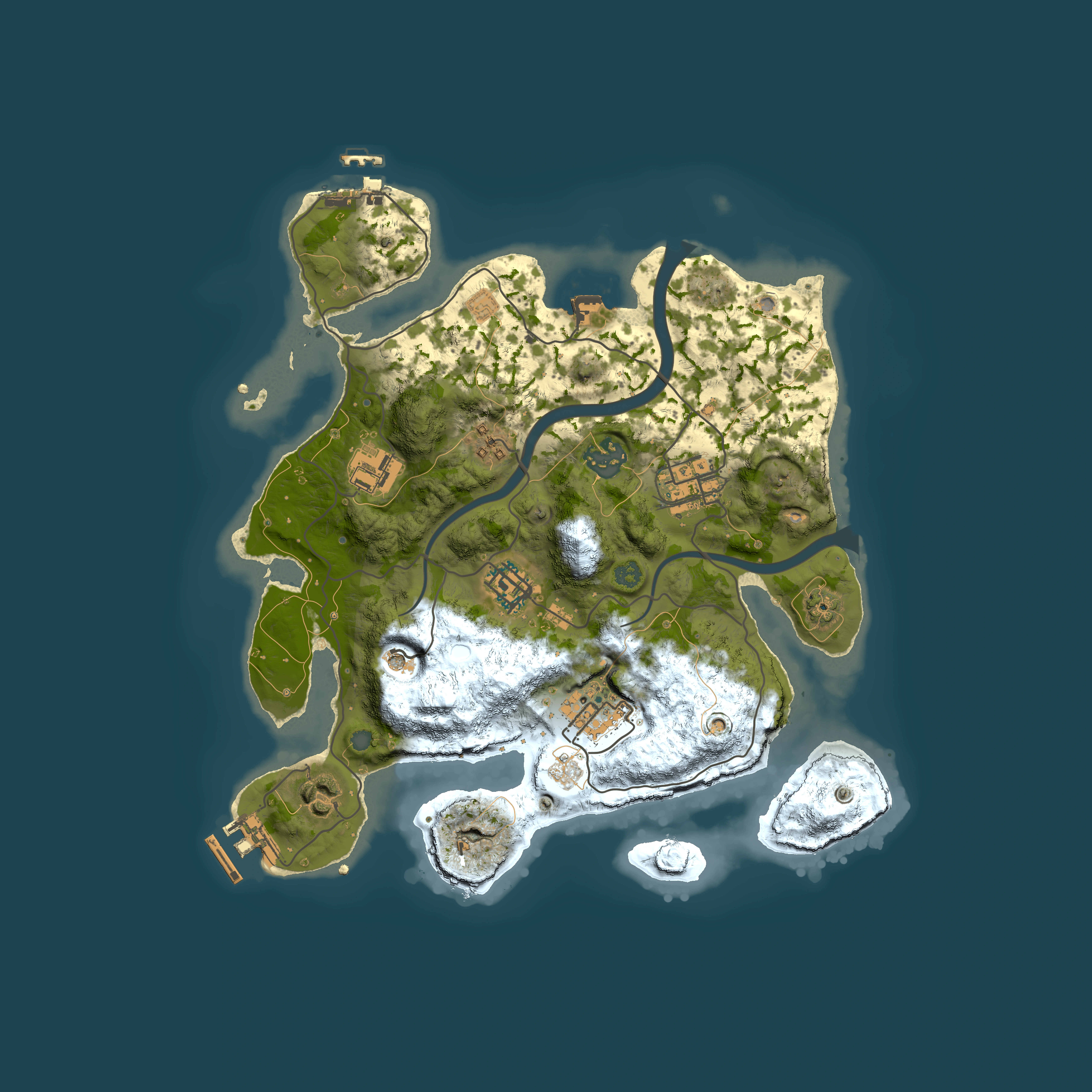 Full top-down render of Rust map seed 2046540185, 3000x3000m