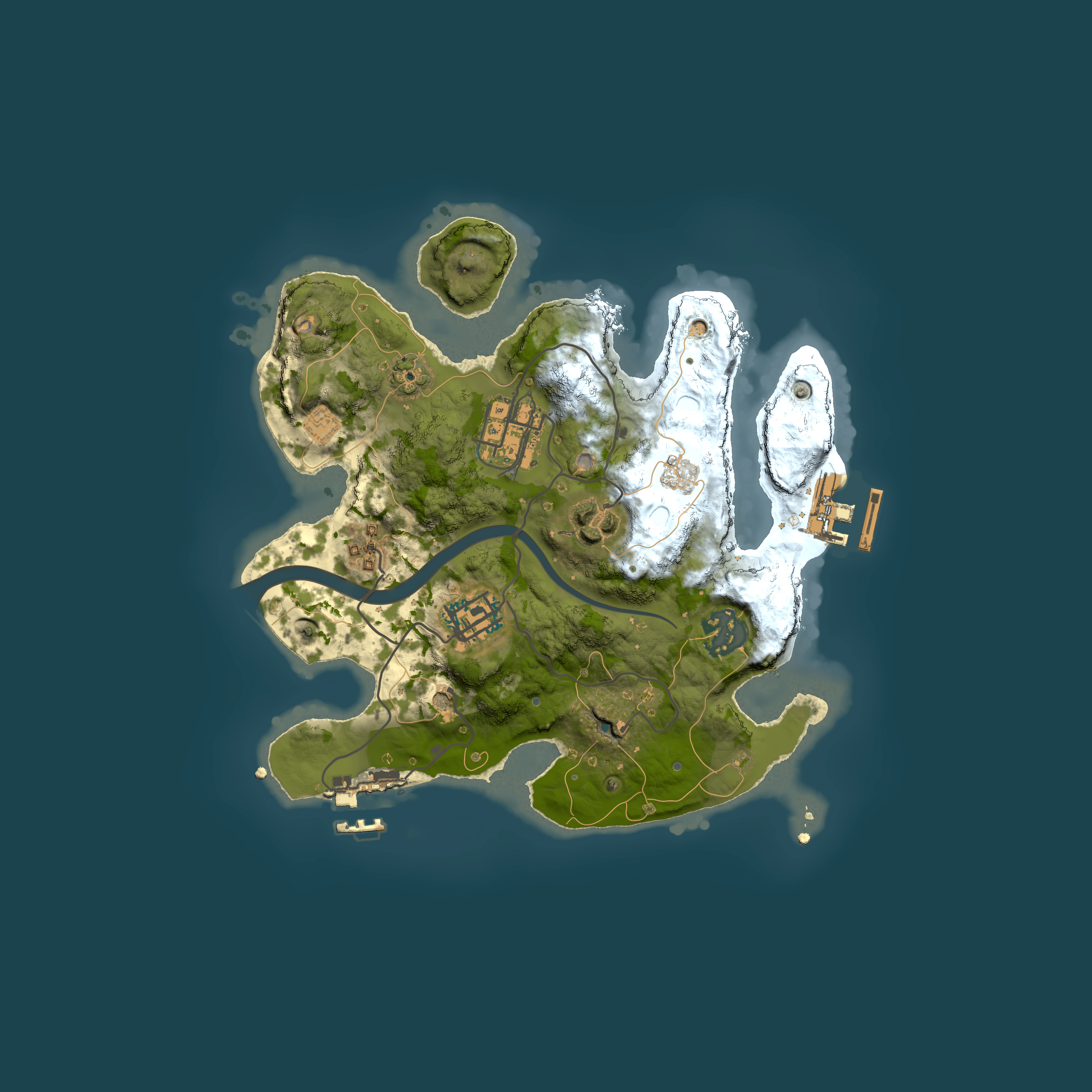 Full top-down render of Rust map seed 101129547, 2500x2500m