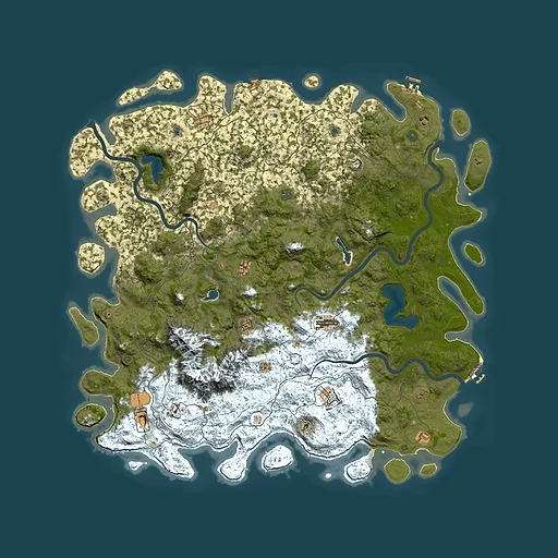 Rust map seed 672445257, 6000x6000m top-down preview