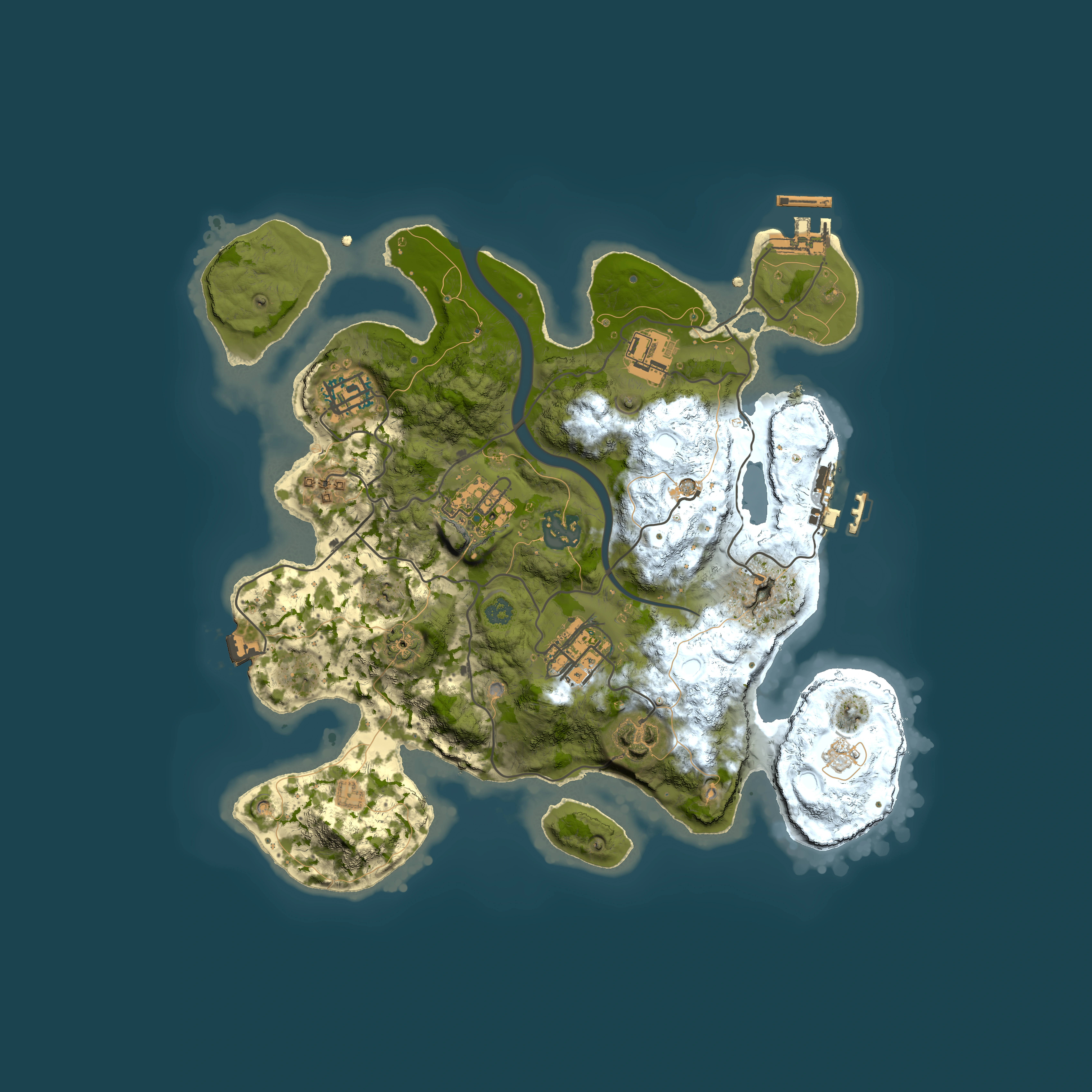 Full top-down render of Rust map seed 1669832841, 3000x3000m