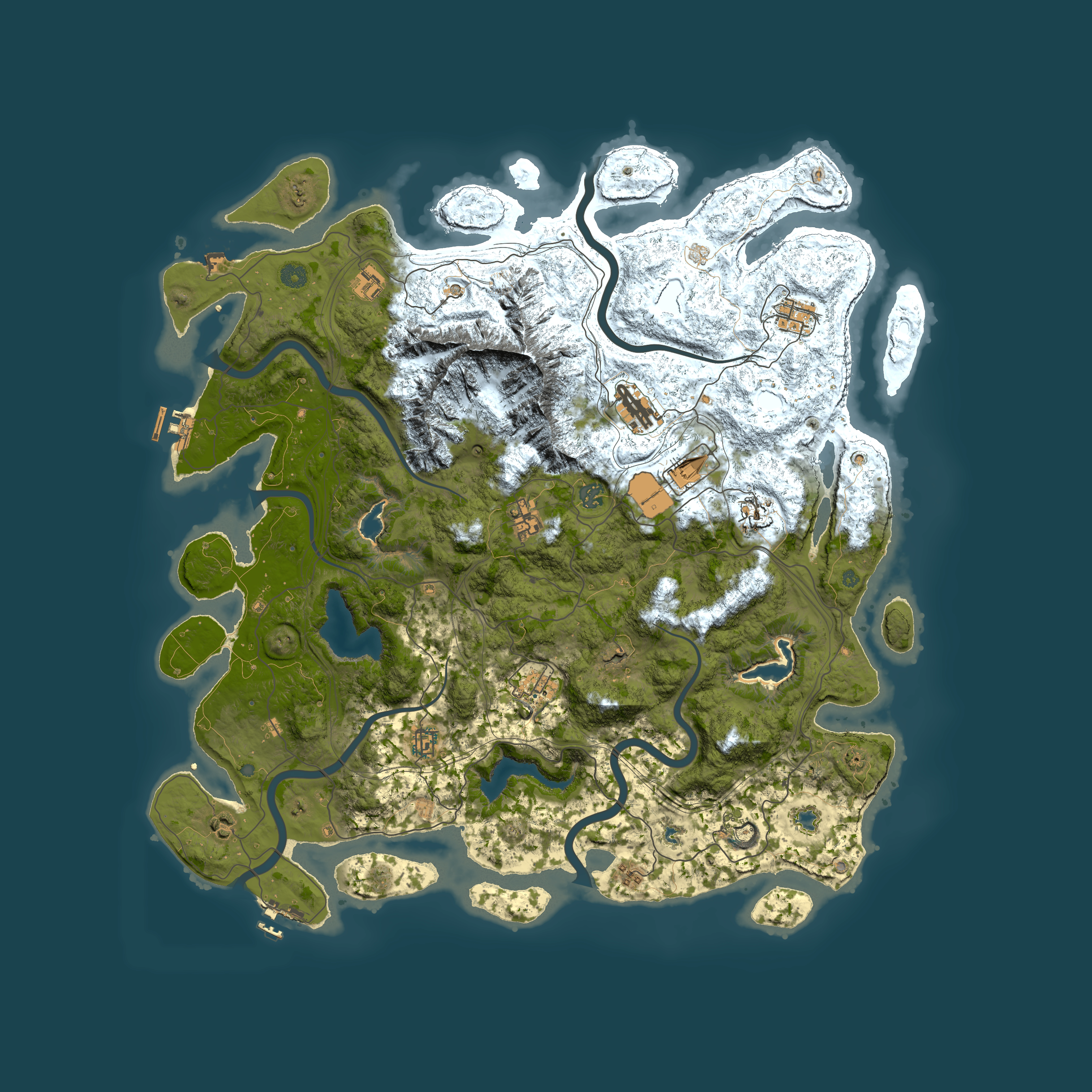 Full top-down render of Rust map seed 1677194476, 5000x5000m