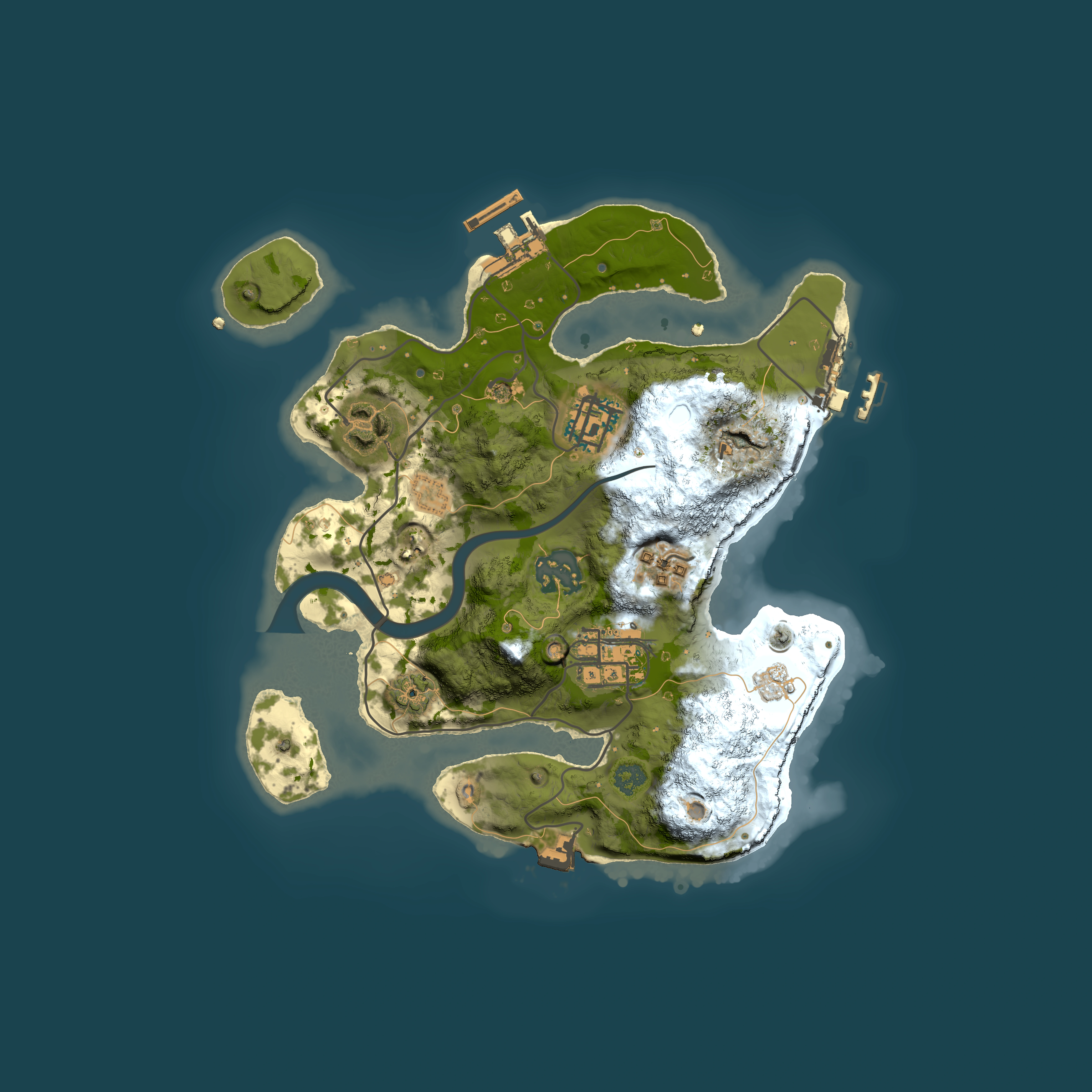 Full top-down render of Rust map seed 2039619561, 2500x2500m