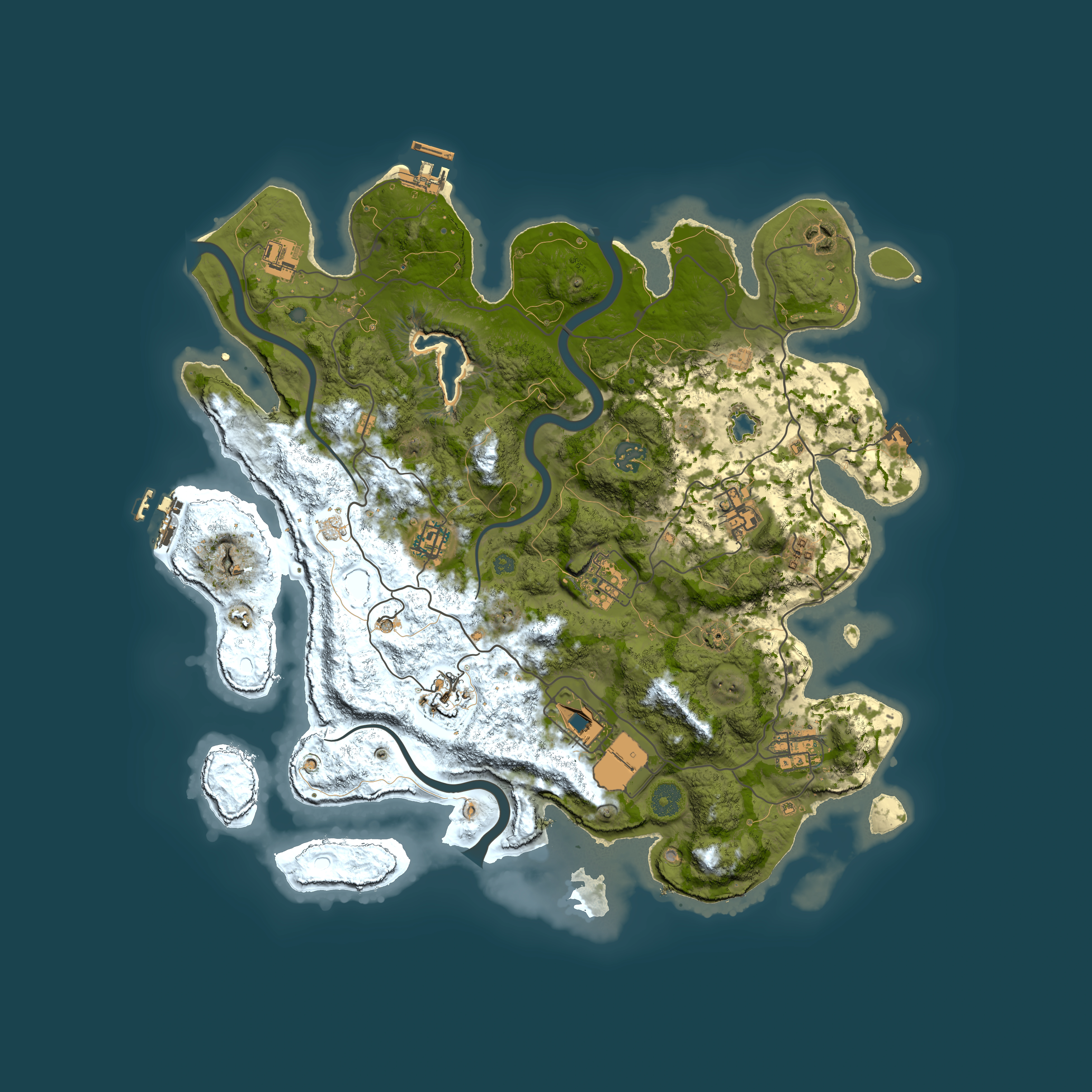 Full top-down render of Rust map seed 1237544011, 4000x4000m