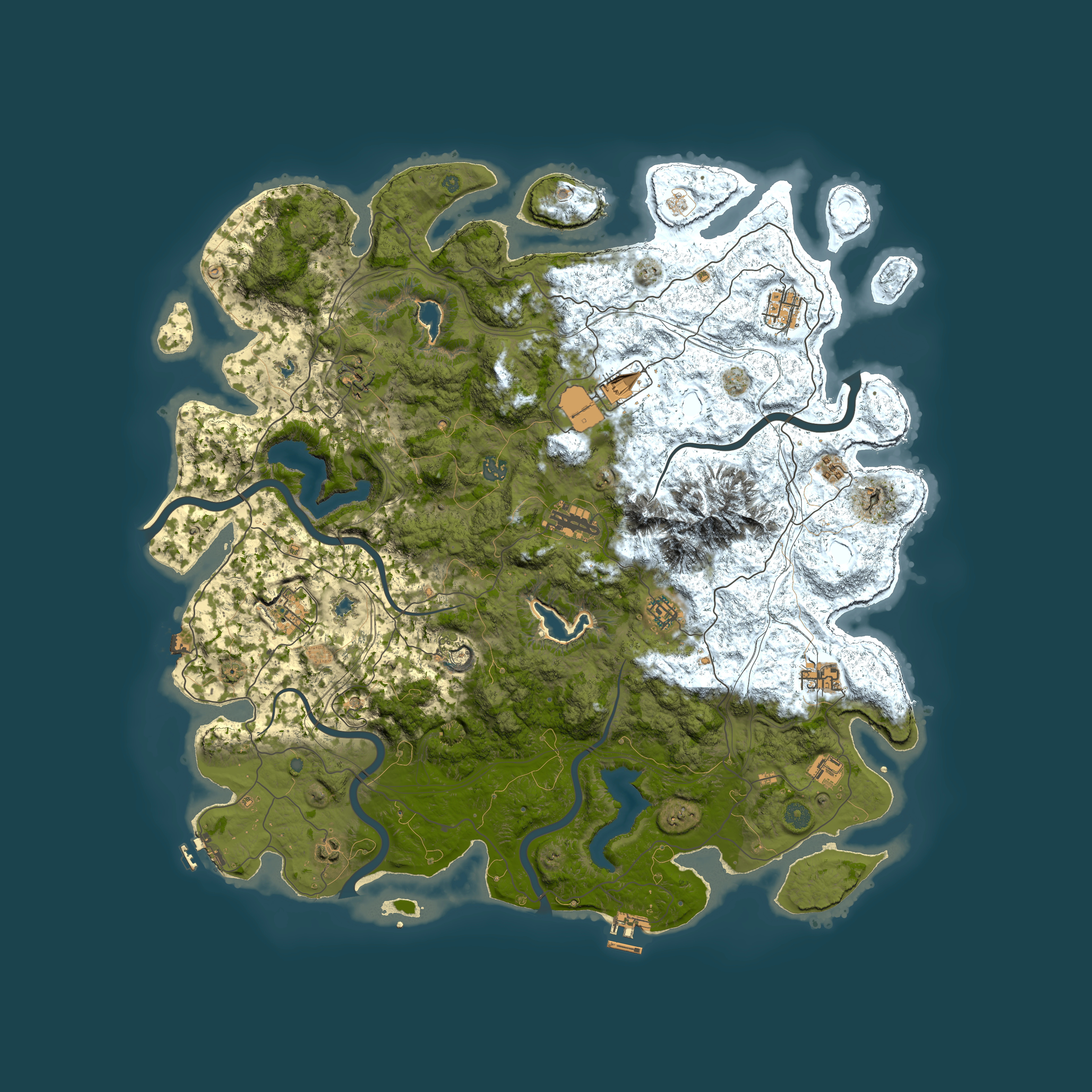 Full top-down render of Rust map seed 1406939, 5000x5000m