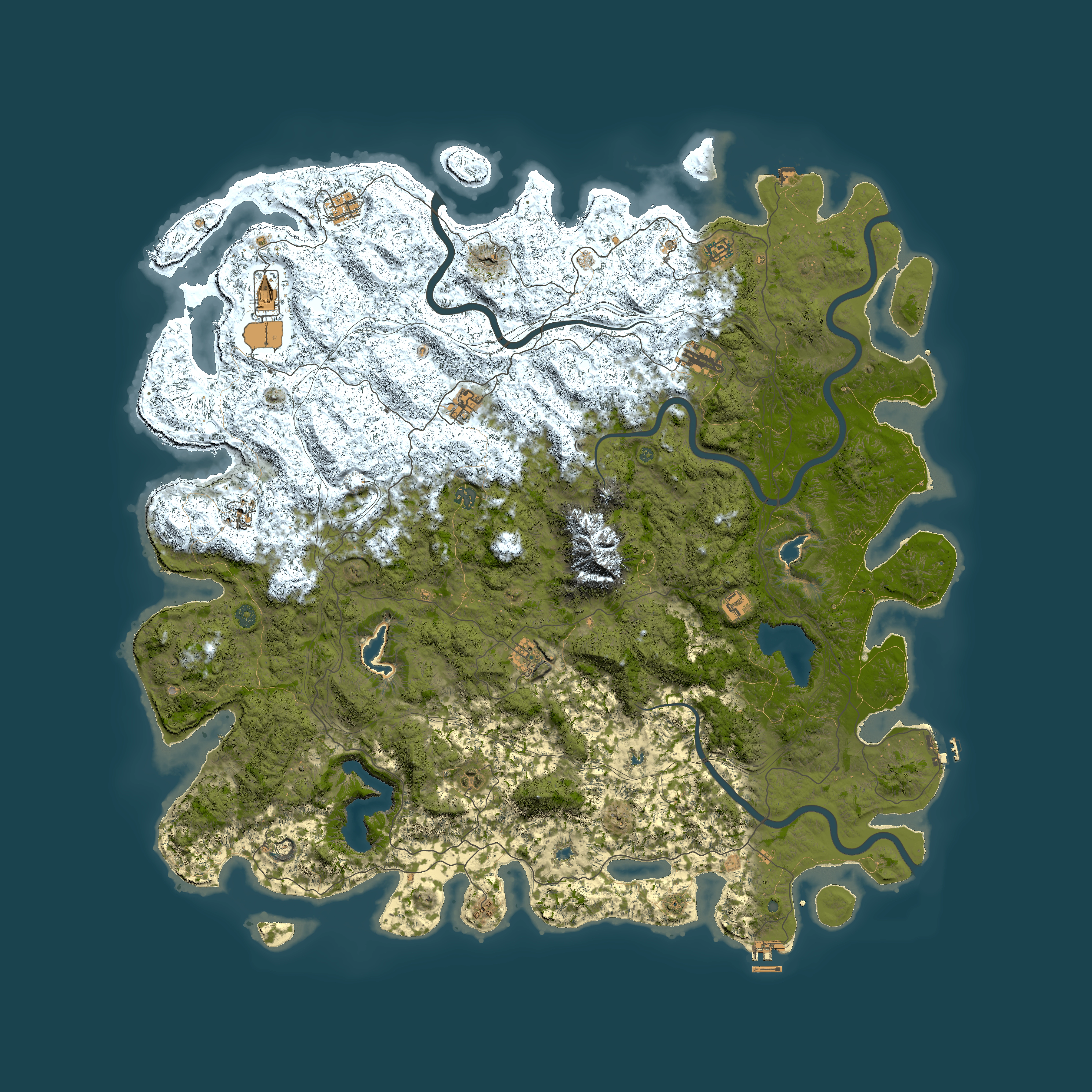 Full top-down render of Rust map seed 1119205291, 6000x6000m