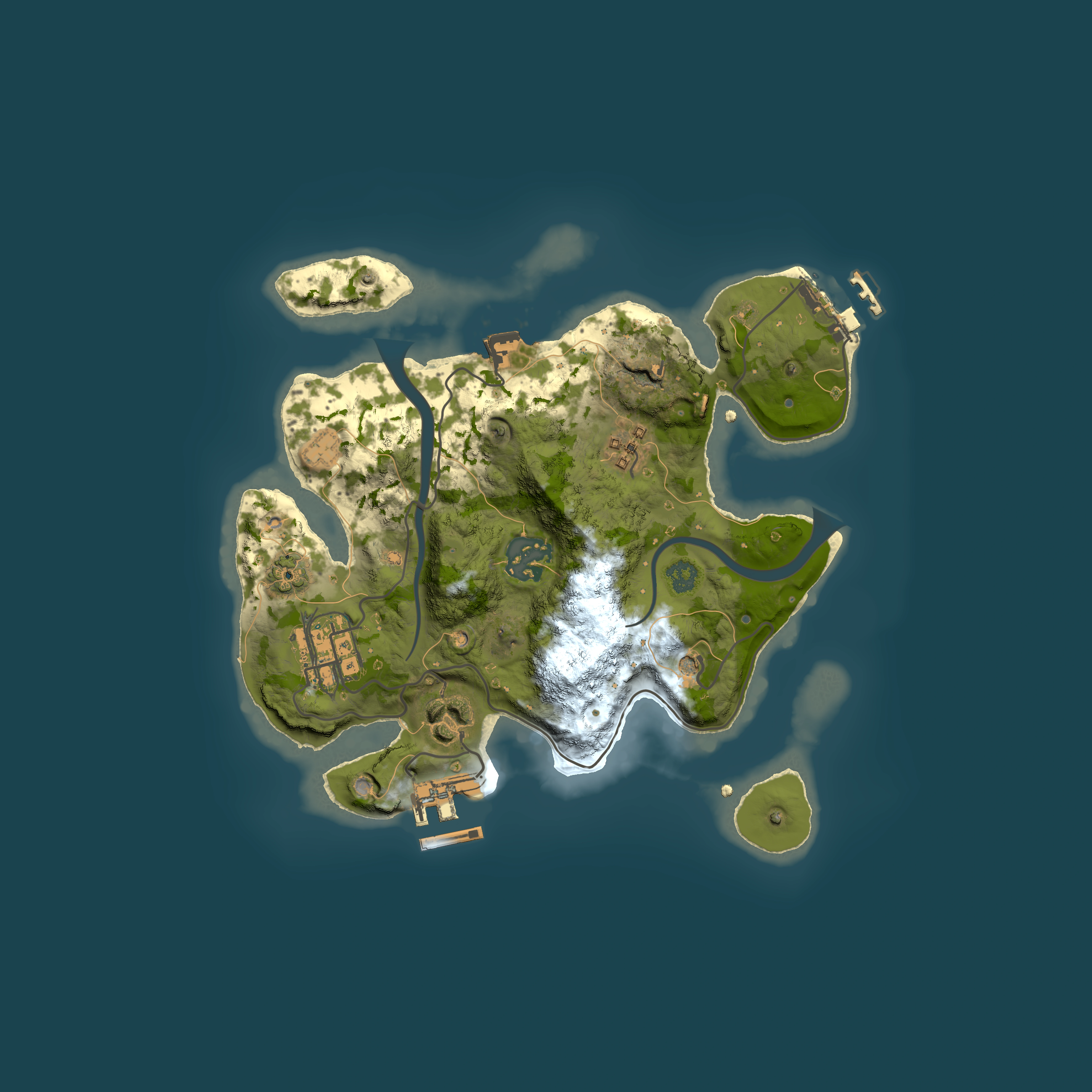 Full top-down render of Rust map seed 1164341021, 2500x2500m