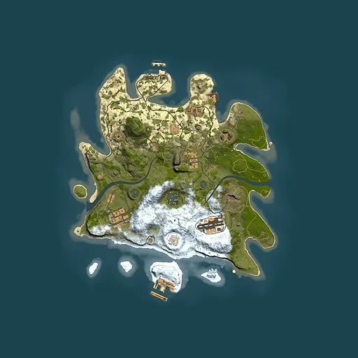 Rust map seed 2077298861, 3000x3000m top-down preview