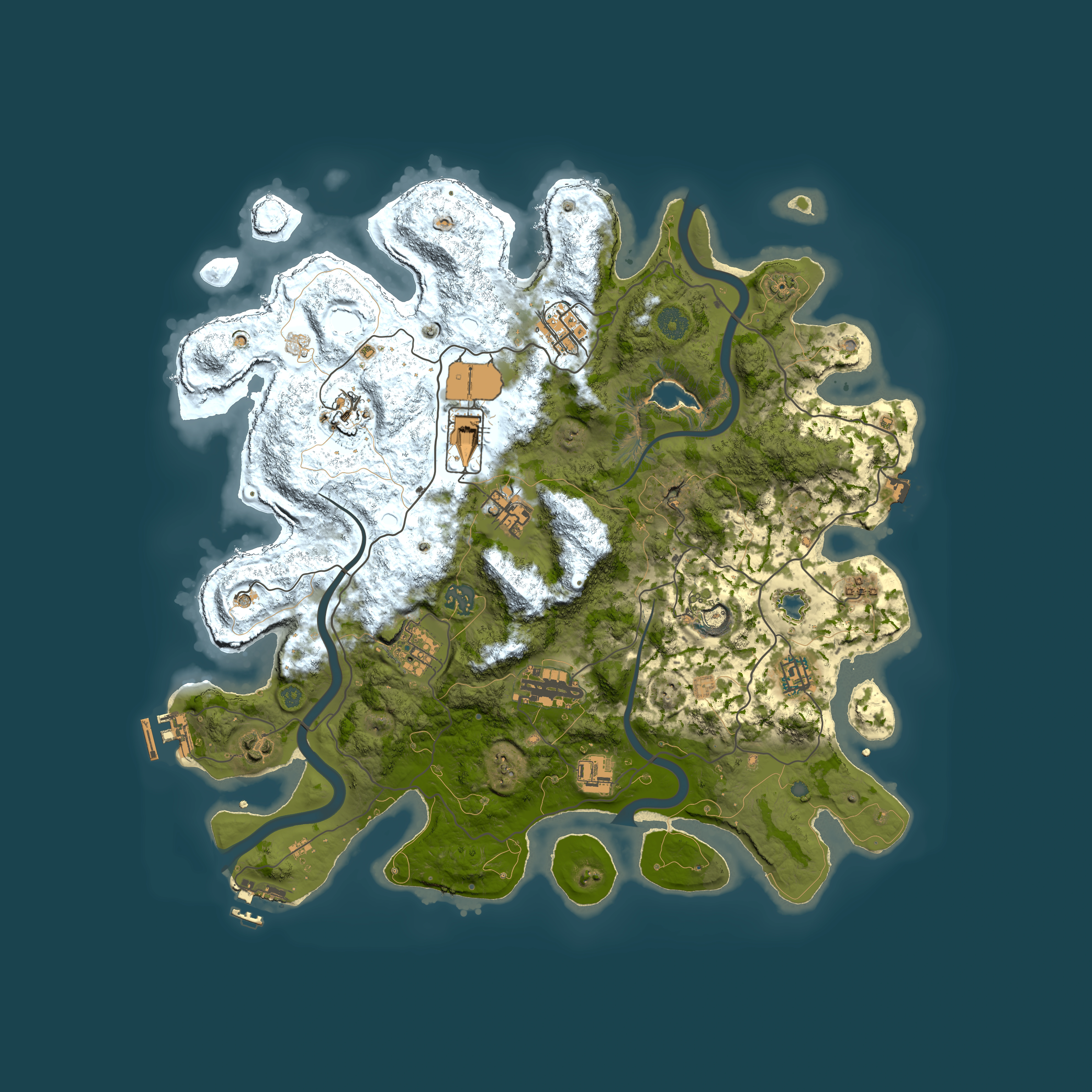 Full top-down render of Rust map seed 2081857660, 4000x4000m