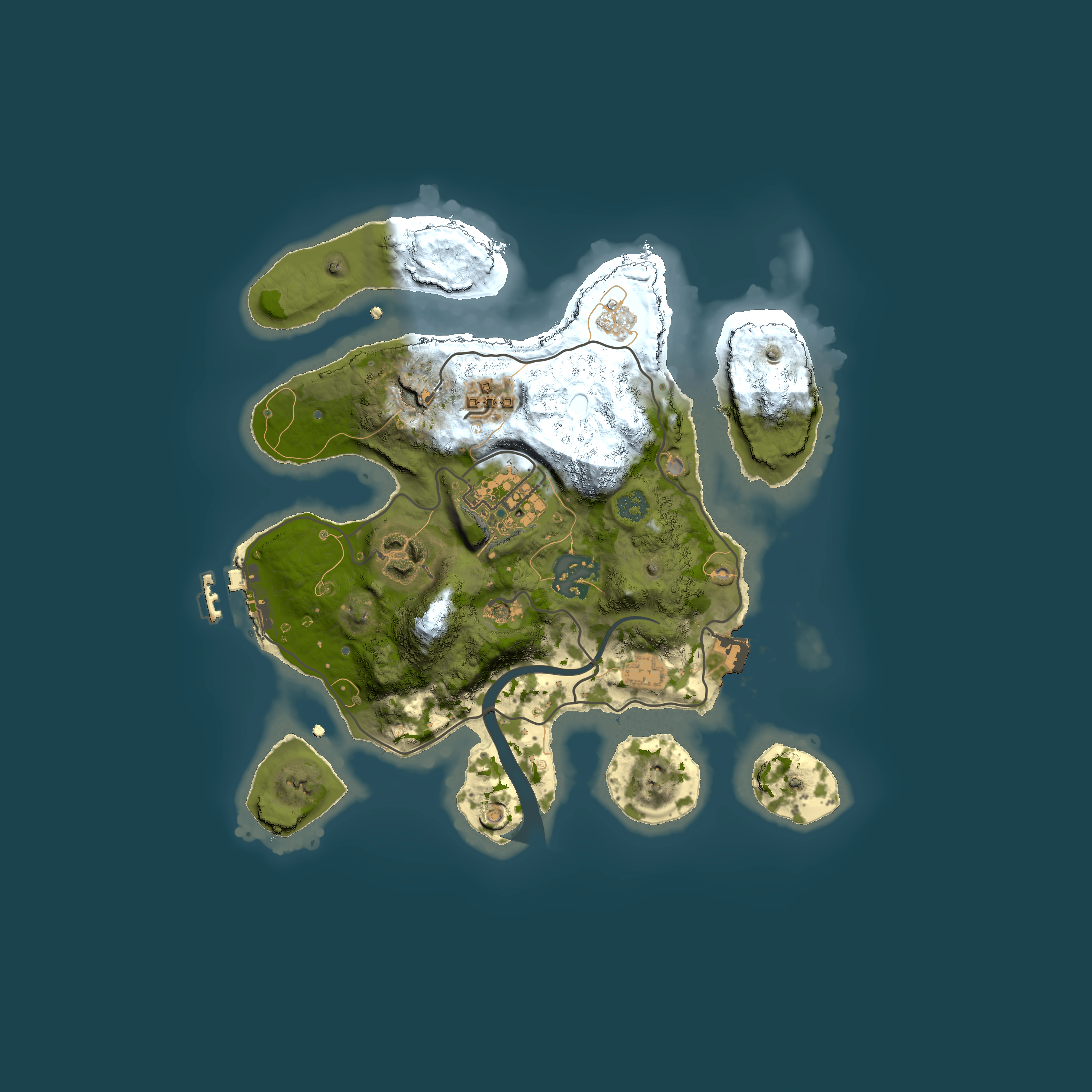 Full top-down render of Rust map seed 1177995812, 2500x2500m