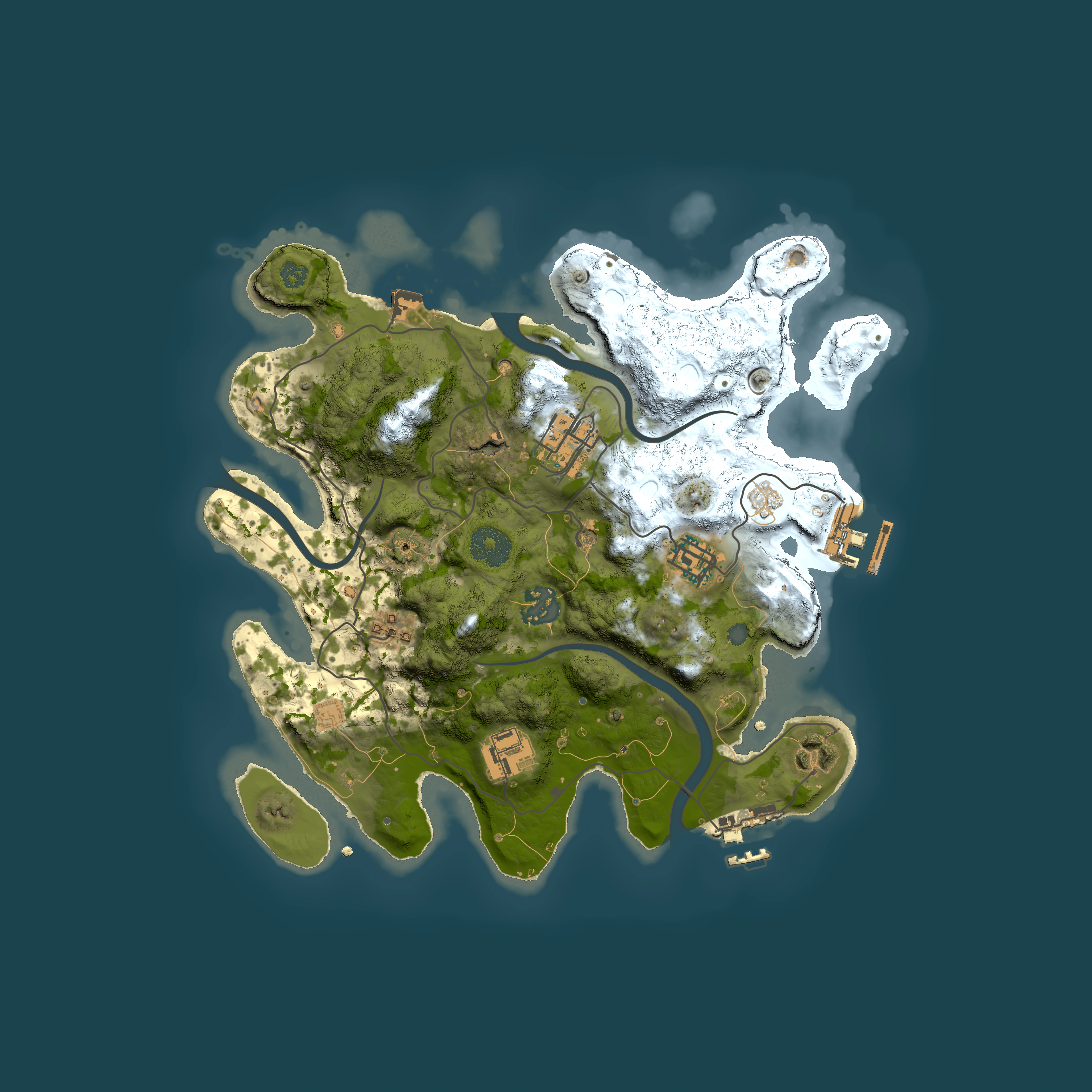 Full top-down render of Rust map seed 1726916720, 3000x3000m