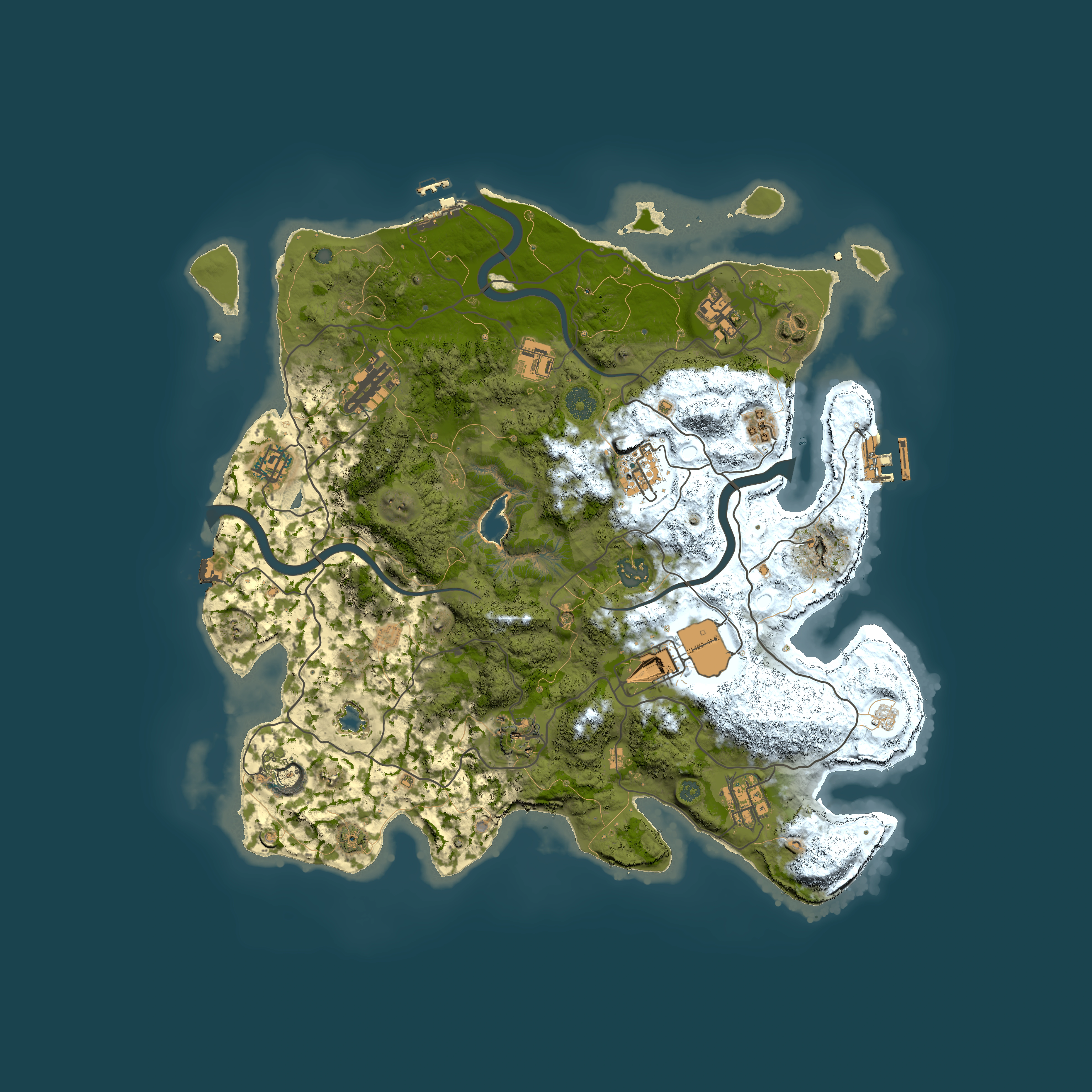 Full top-down render of Rust map seed 1054716586, 4000x4000m
