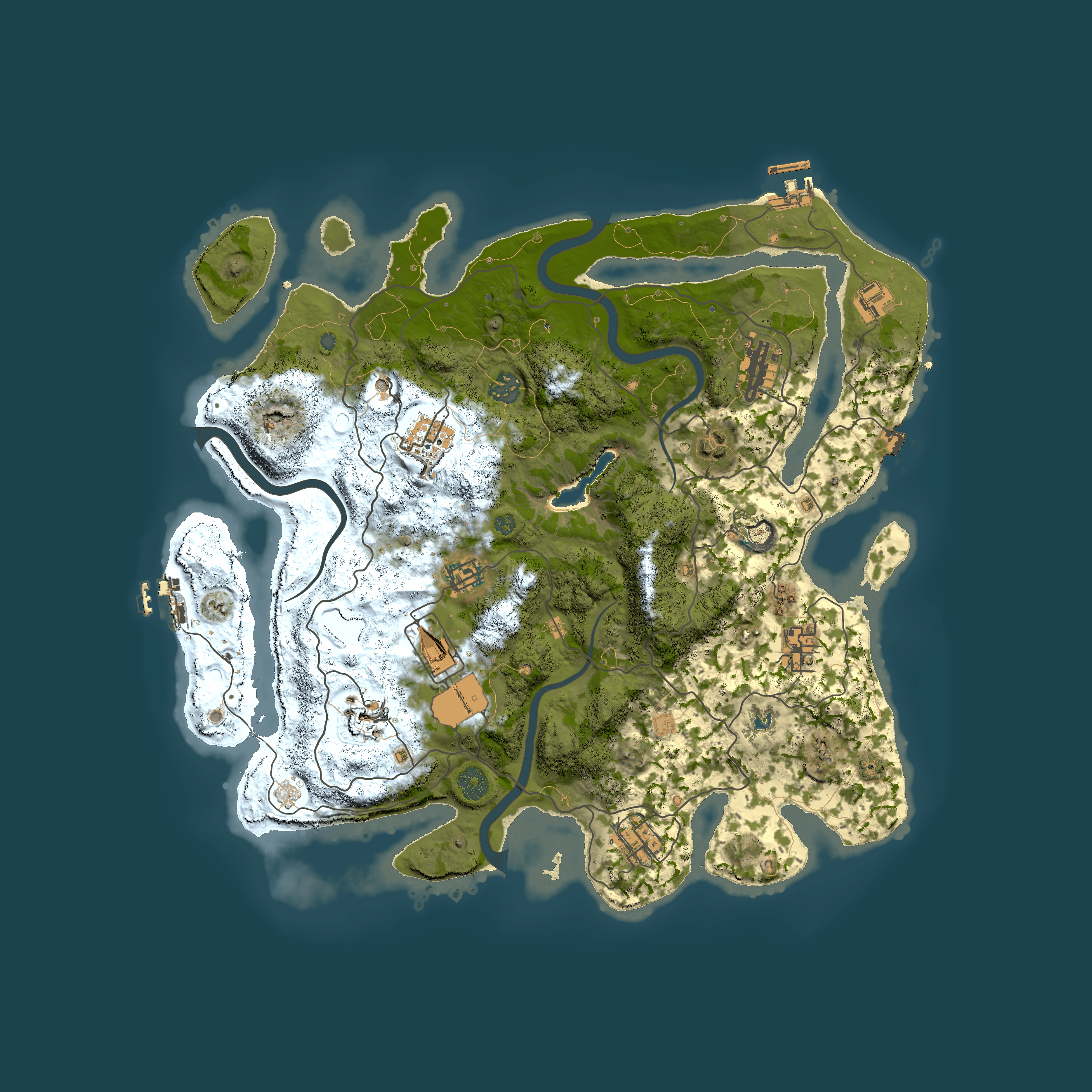 Full top-down render of Rust map seed 879320198, 4000x4000m