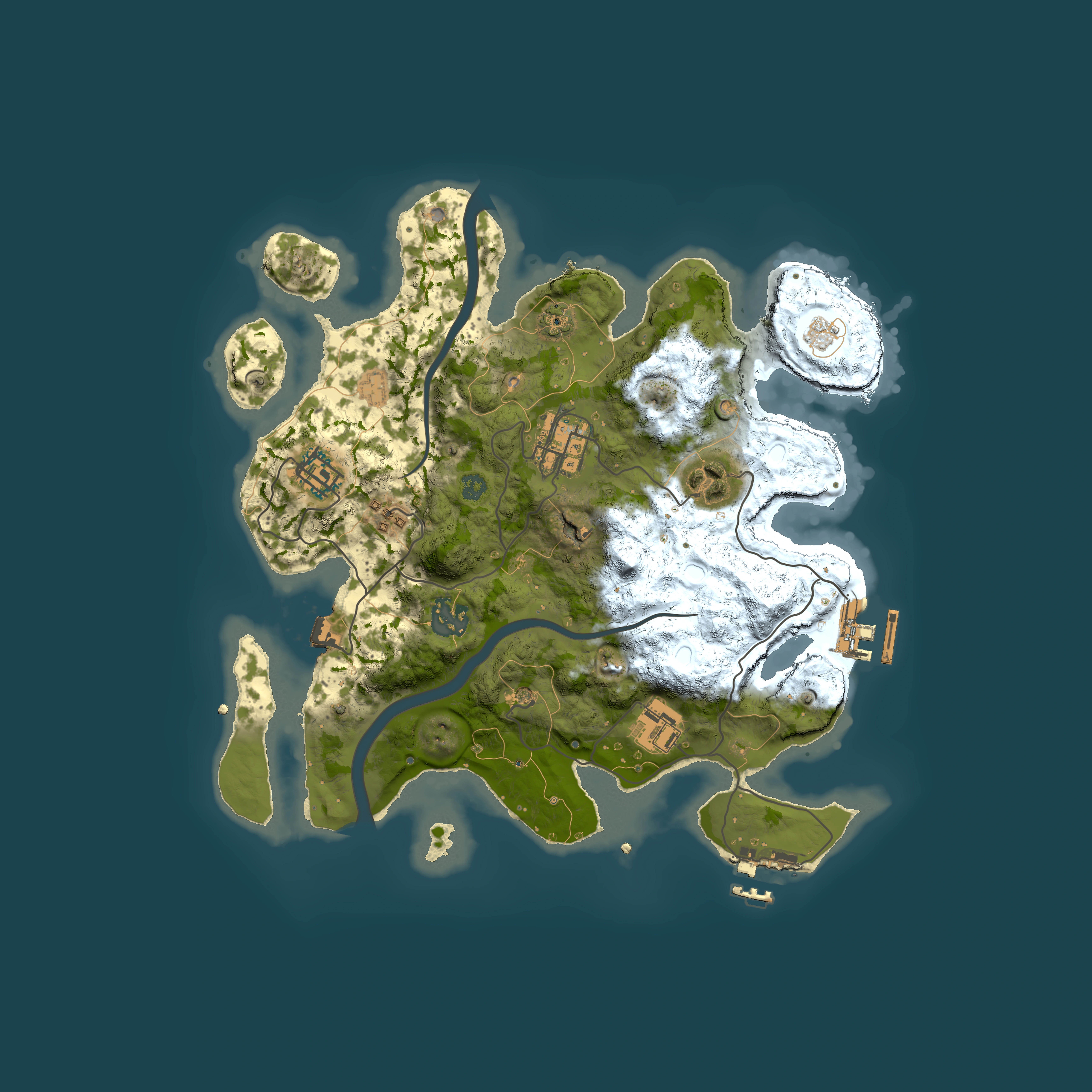Full top-down render of Rust map seed 636236204, 3000x3000m