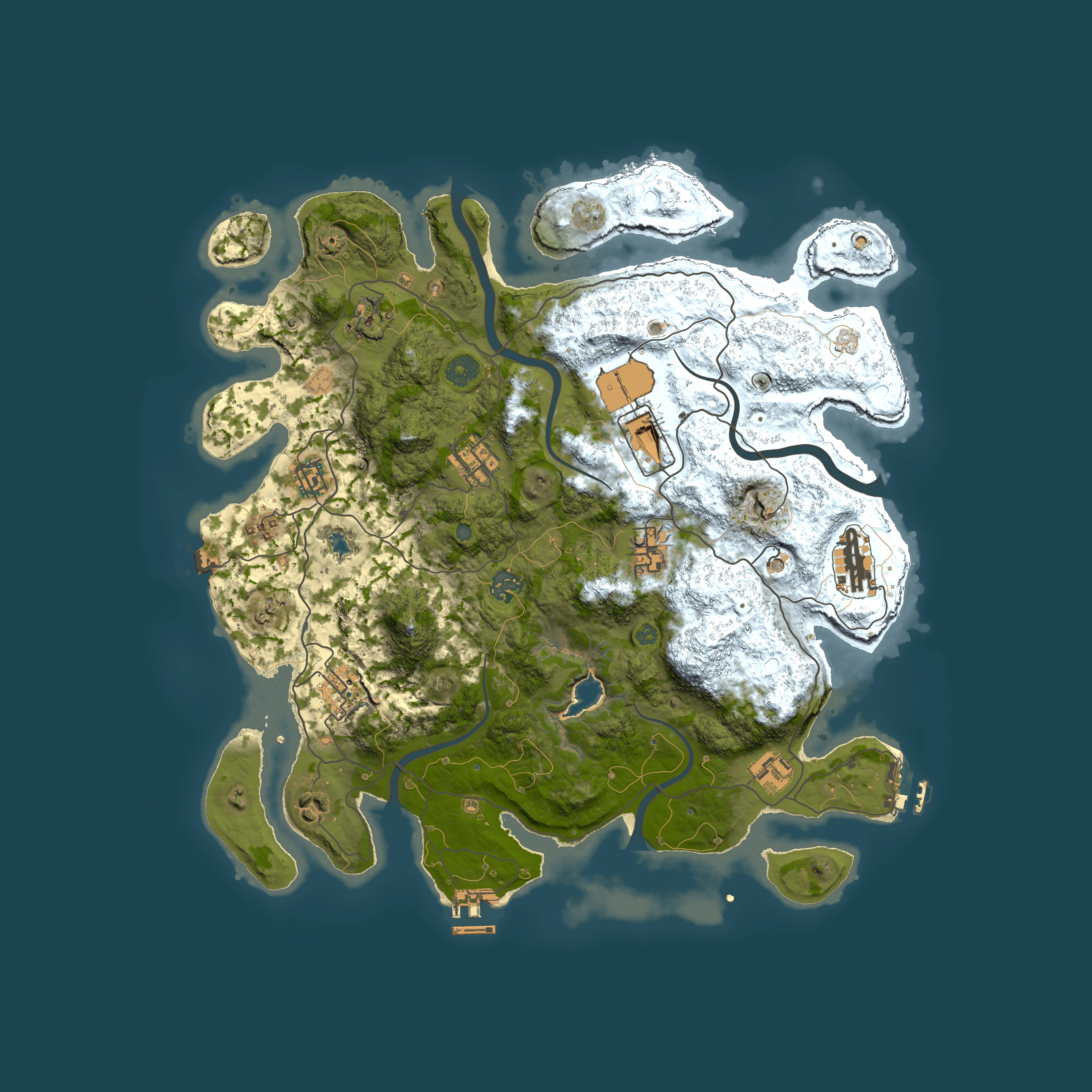 Full top-down render of Rust map seed 1106700796, 4000x4000m