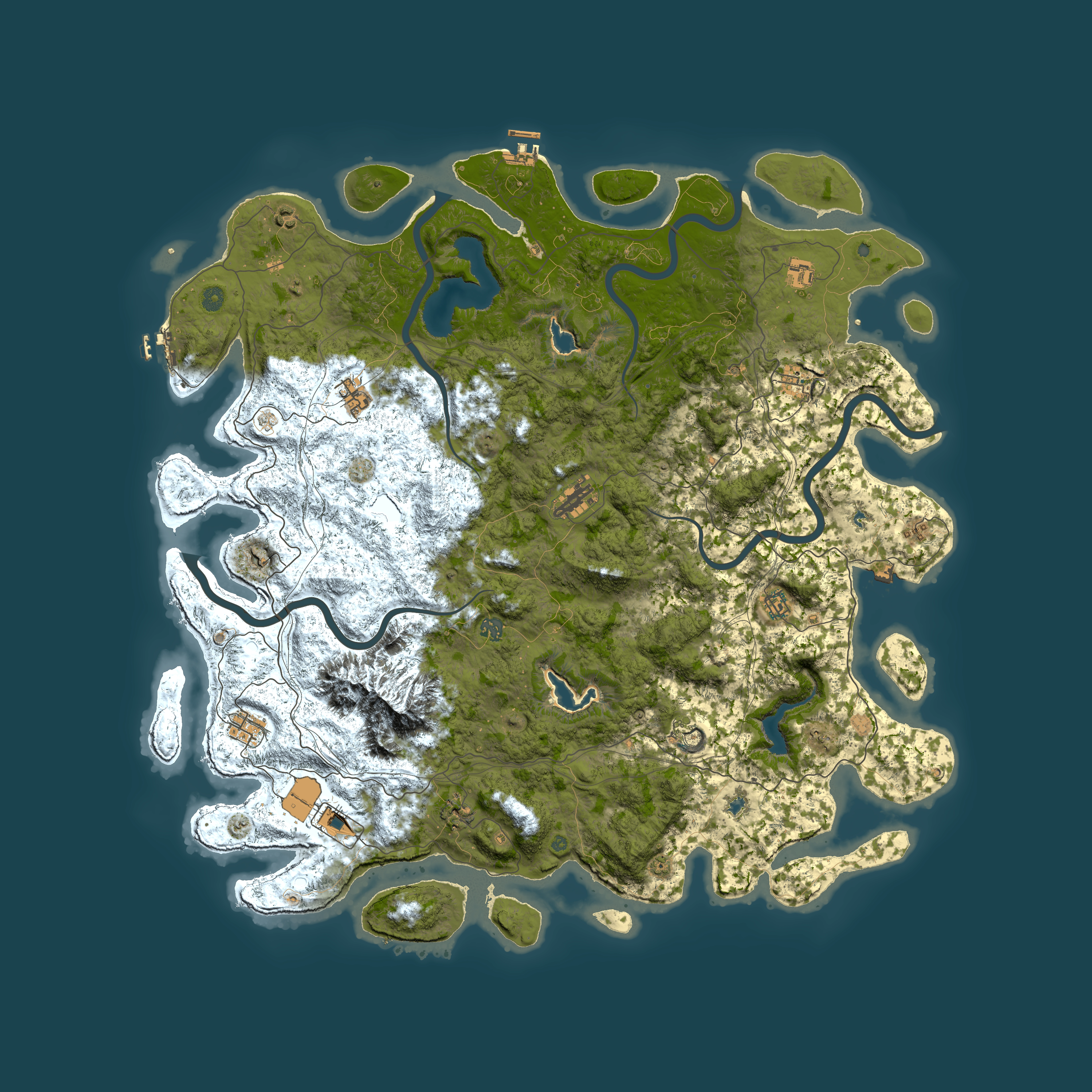 Full top-down render of Rust map seed 30057999, 5500x5500m