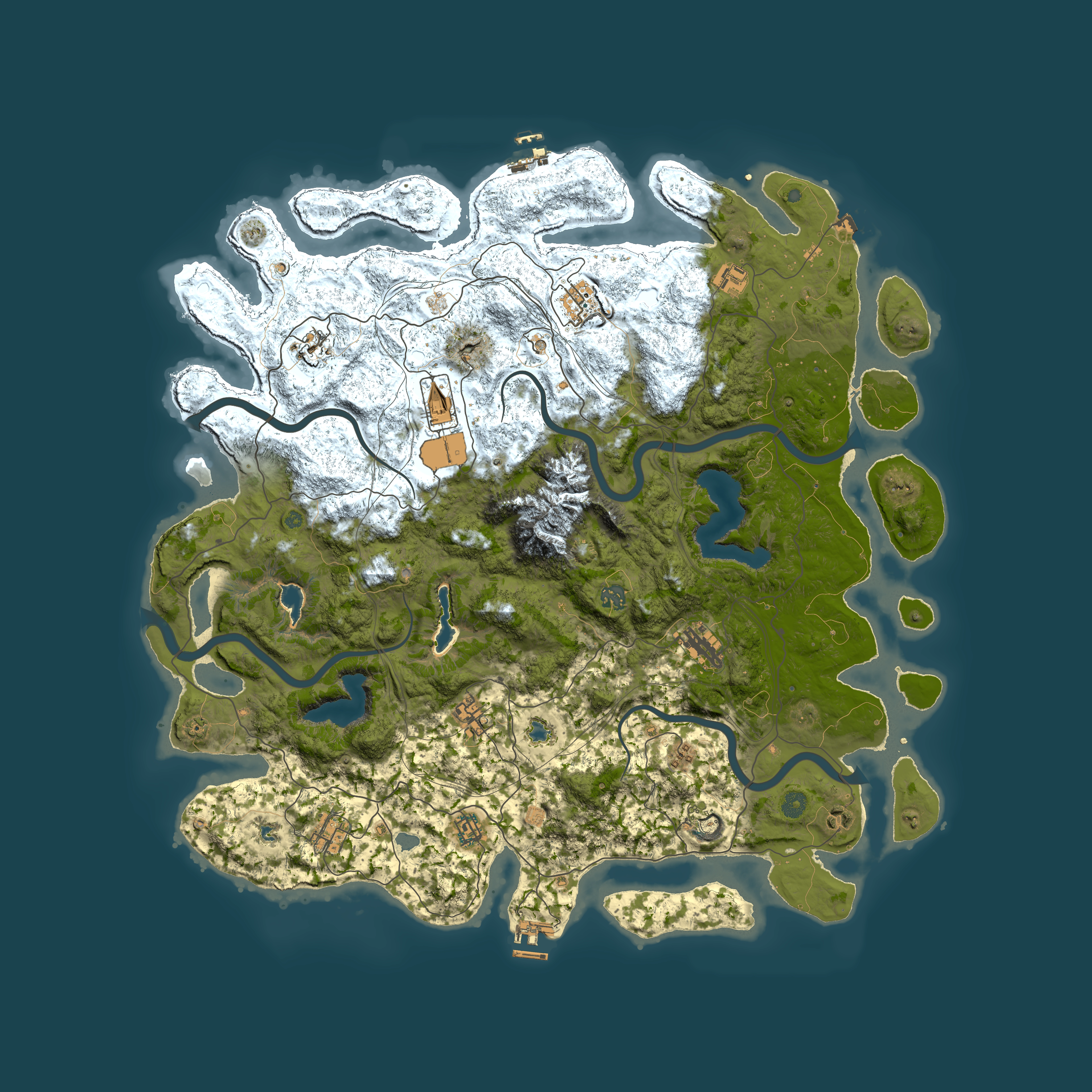 Full top-down render of Rust map seed 1100756734, 5000x5000m