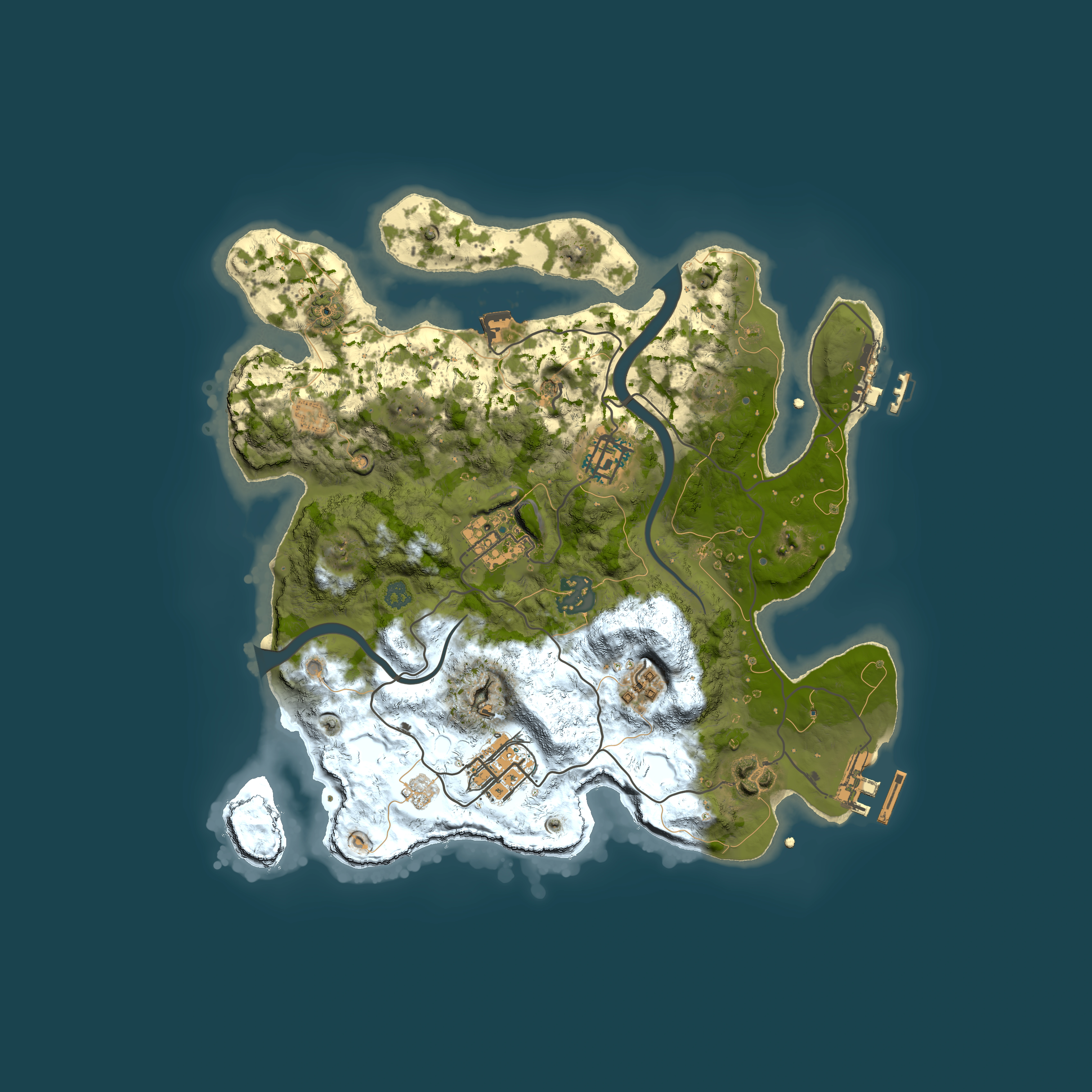 Full top-down render of Rust map seed 1296869475, 3000x3000m