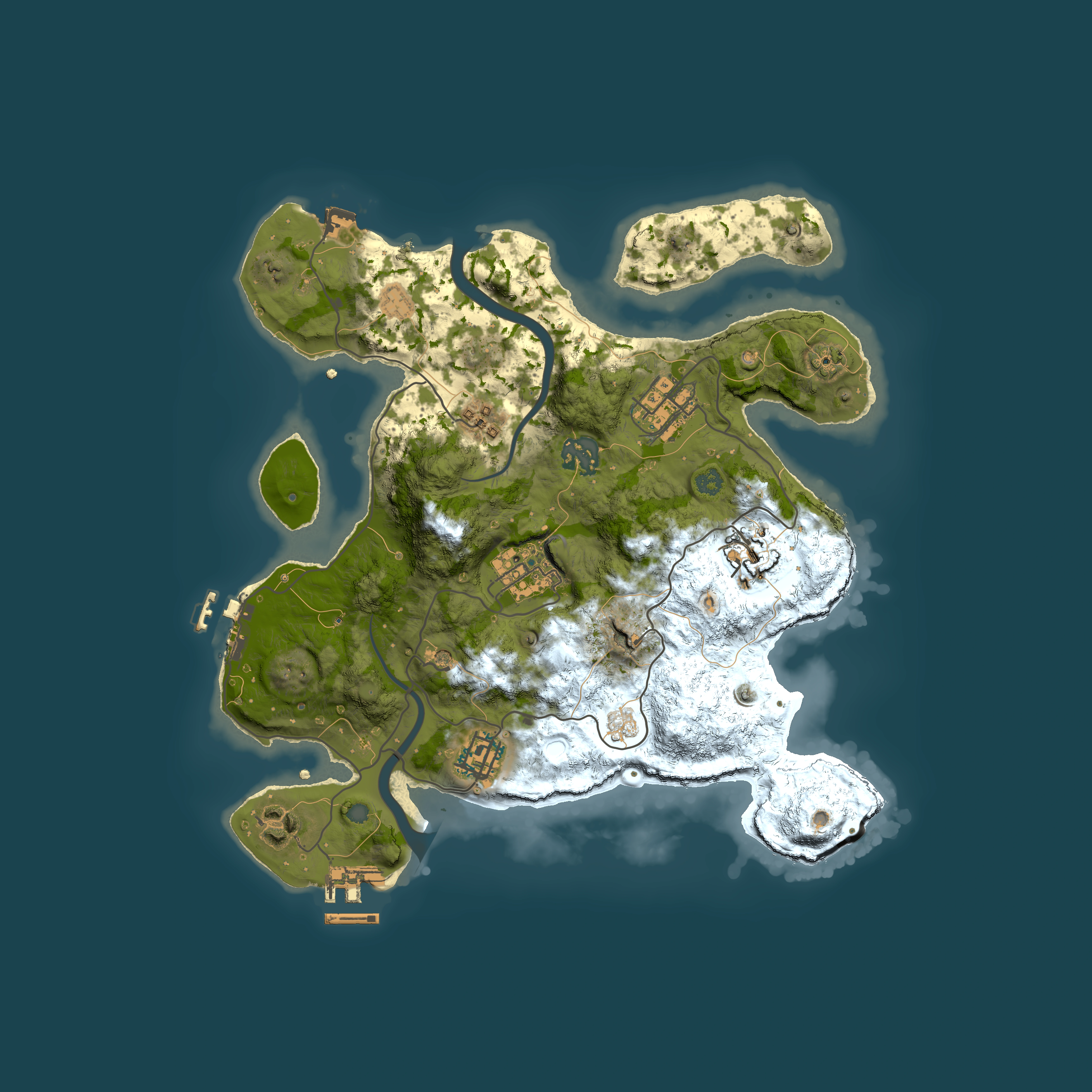 Full top-down render of Rust map seed 2136533016, 3000x3000m
