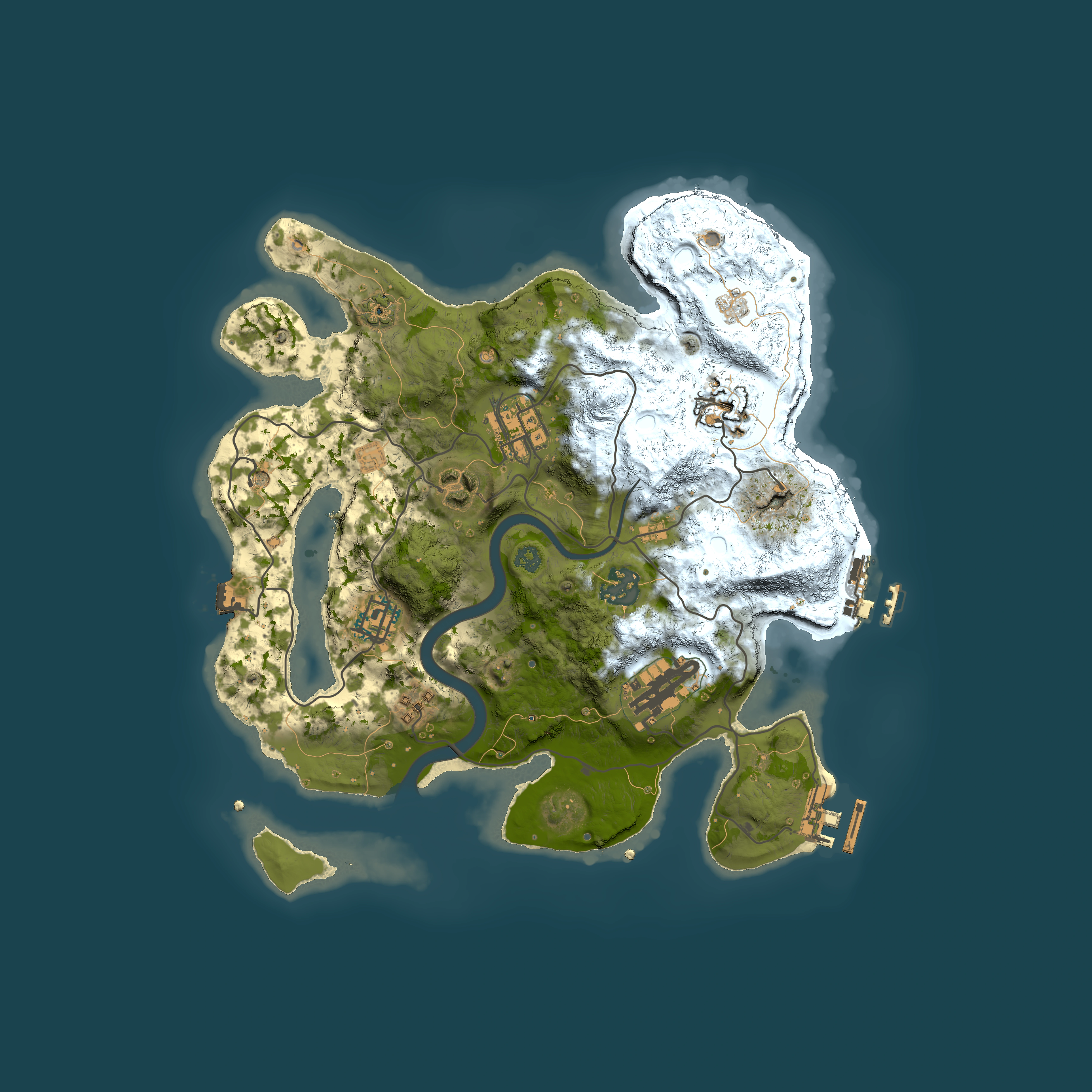 Full top-down render of Rust map seed 1726589973, 3000x3000m