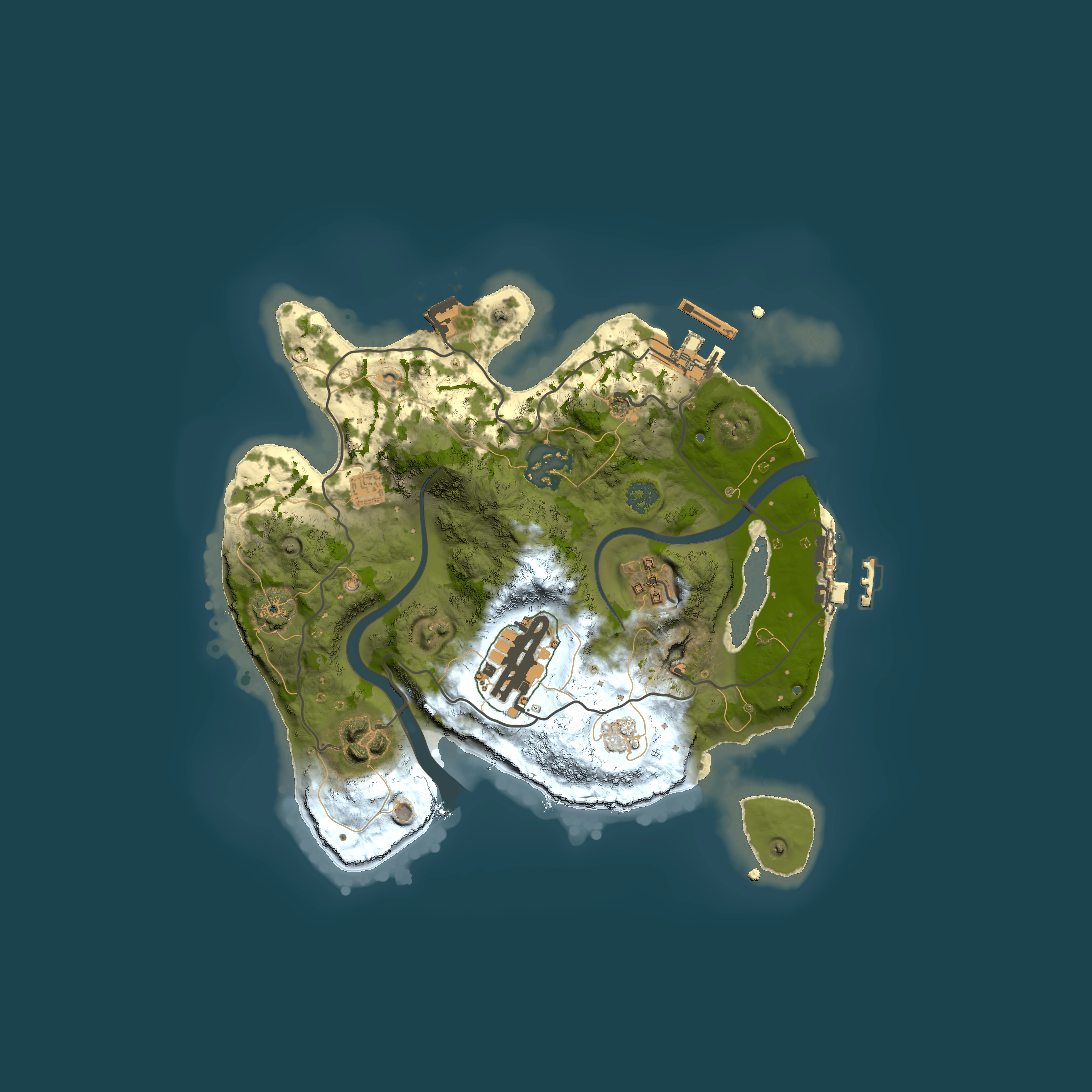 Full top-down render of Rust map seed 1705318992, 2500x2500m