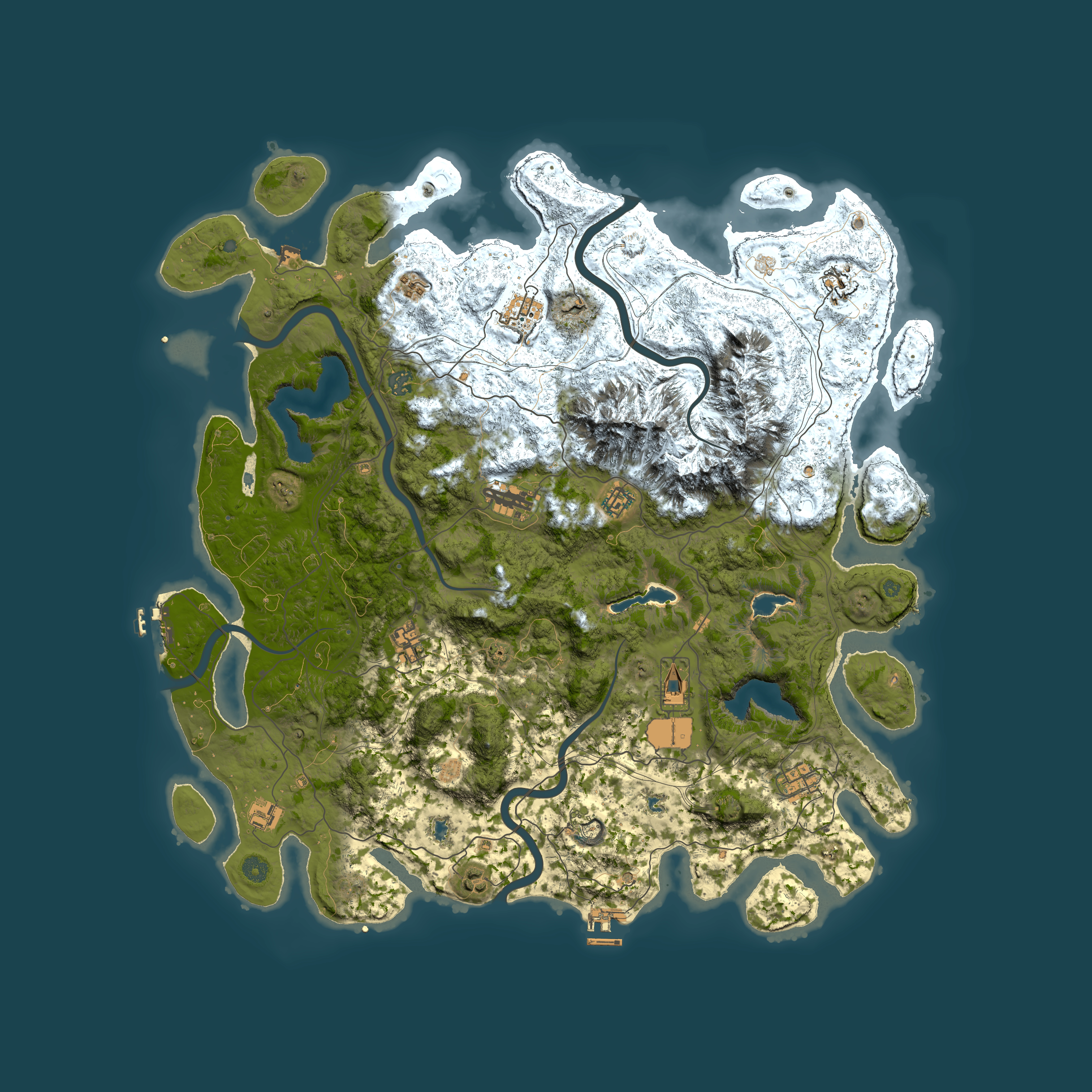 Full top-down render of Rust map seed 665436353, 5000x5000m