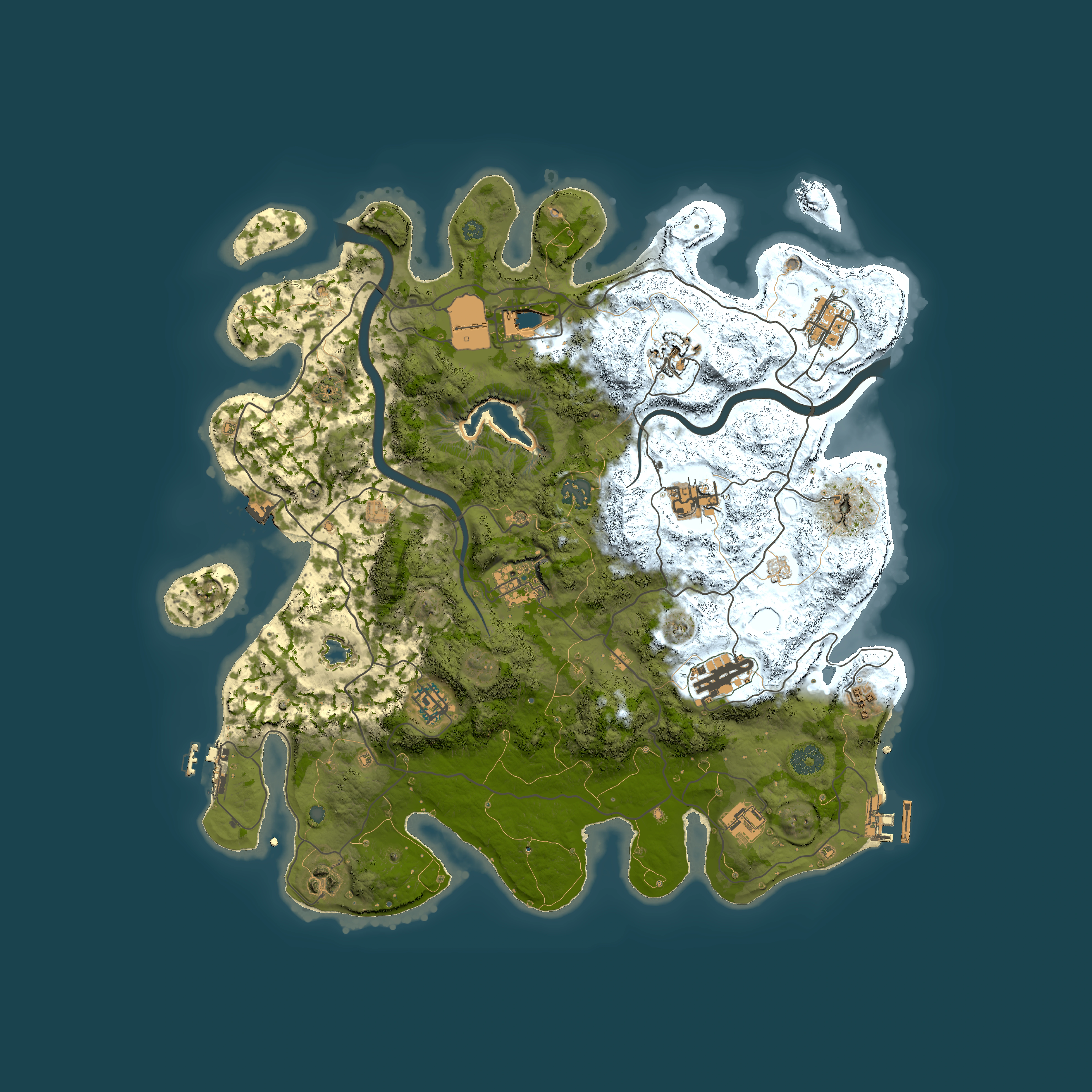 Full top-down render of Rust map seed 1160598560, 4000x4000m