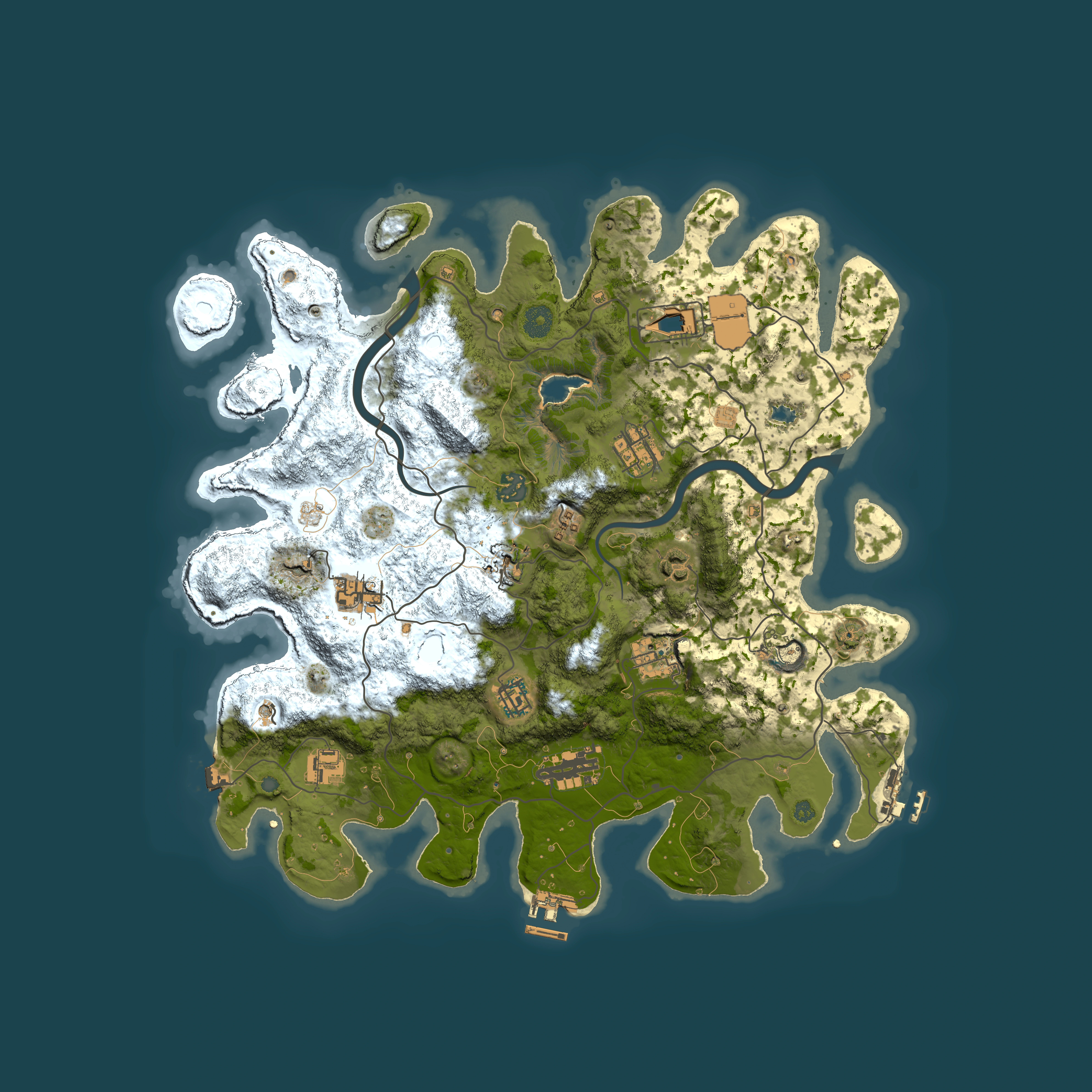Full top-down render of Rust map seed 1621057566, 4000x4000m
