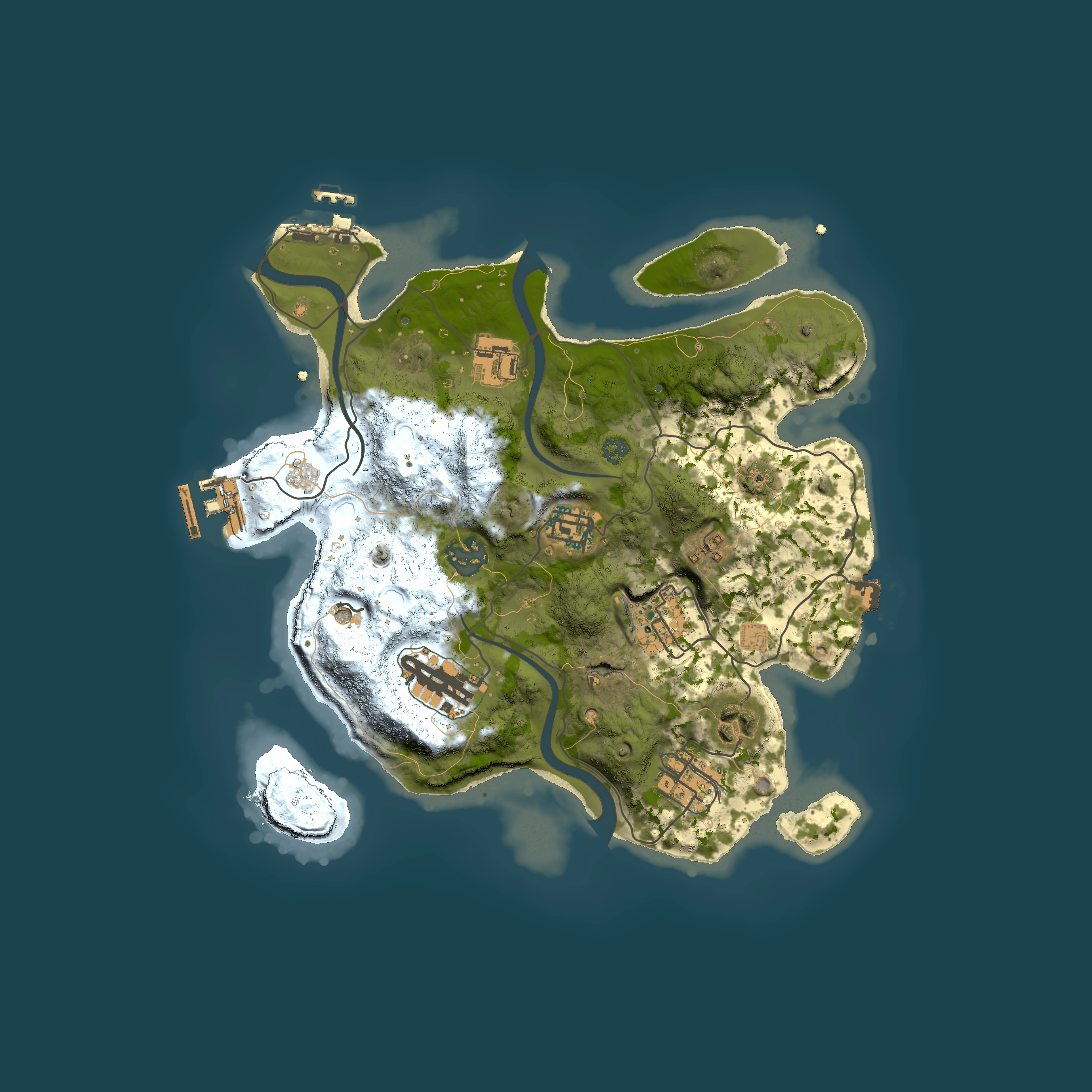 Full top-down render of Rust map seed 1050652632, 3000x3000m